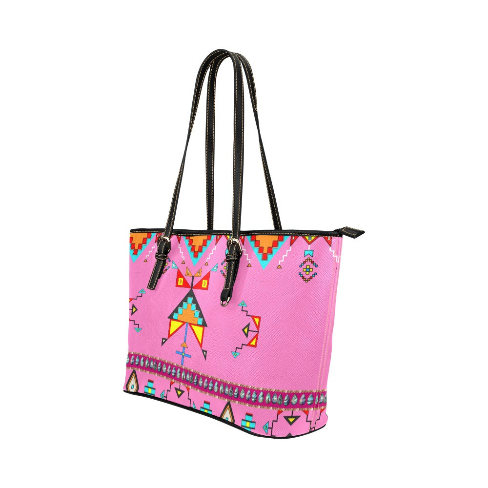 Sentinel of the Plains Pink Leather Tote Bag/Large