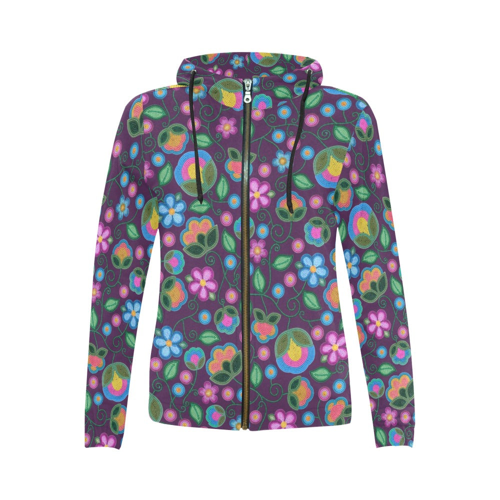 Turquoise Sunbeam Violet Full Zip Hoodie for Women