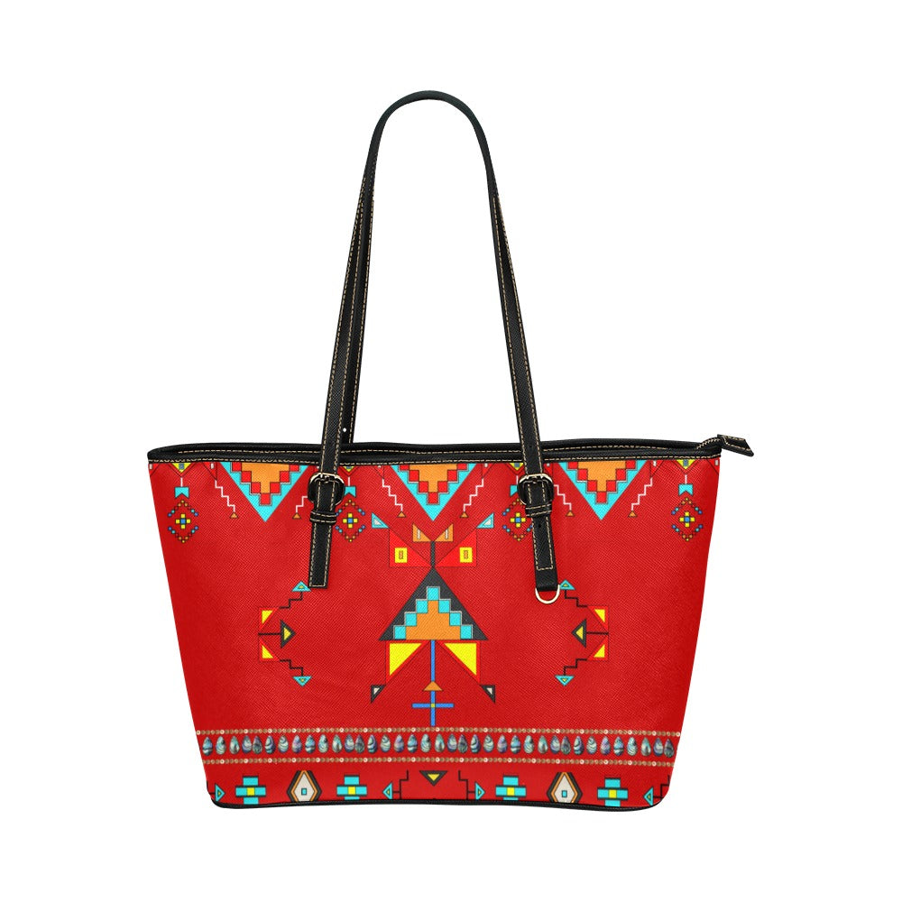 Sentinel of the Plains Red Leather Tote Bag/Large