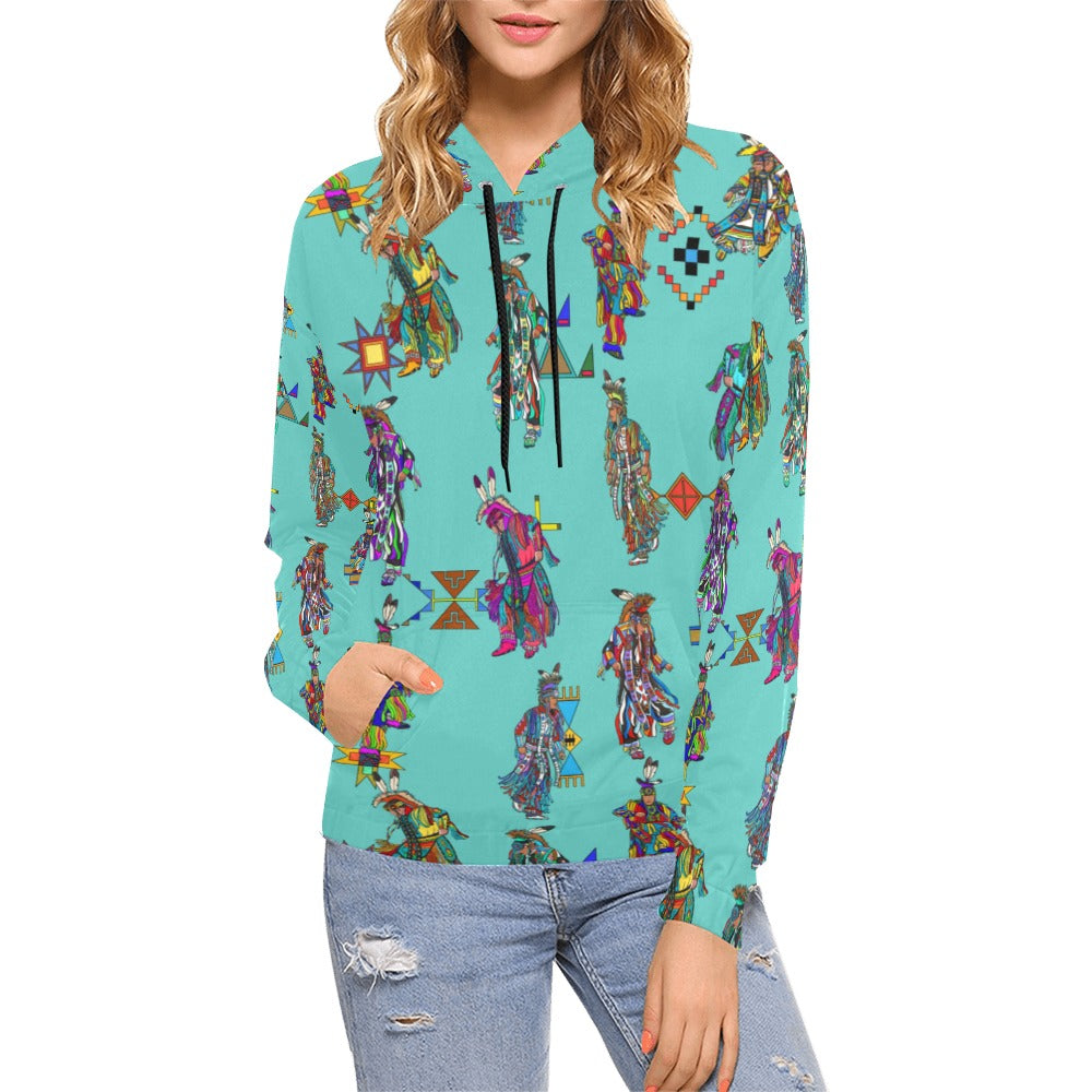 Men's Grass Dancers Eggshell Blue Hoodie for Women (USA Size)