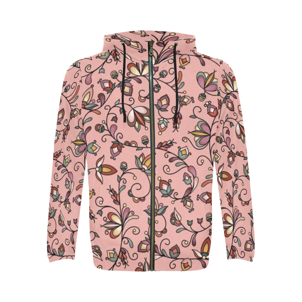 Burnt Sky Petals Peach Men's Zipper Hoodie