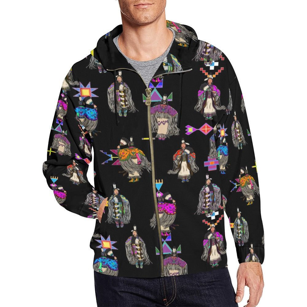 Women's Tradish Dancers Black Men's Zipper Hoodie