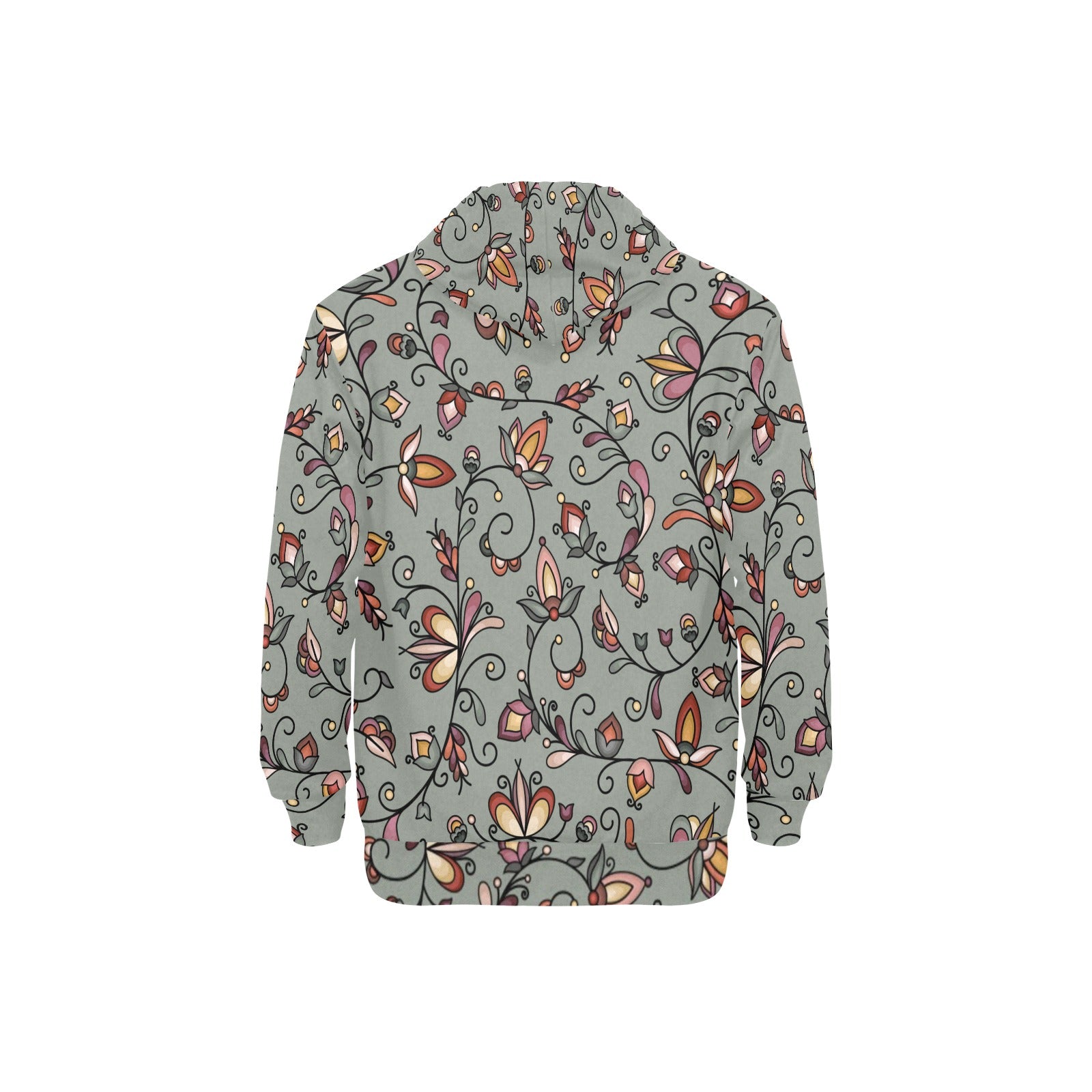 Burnt Sky Petals Green Men's Long Sleeve Fleece Hoodie