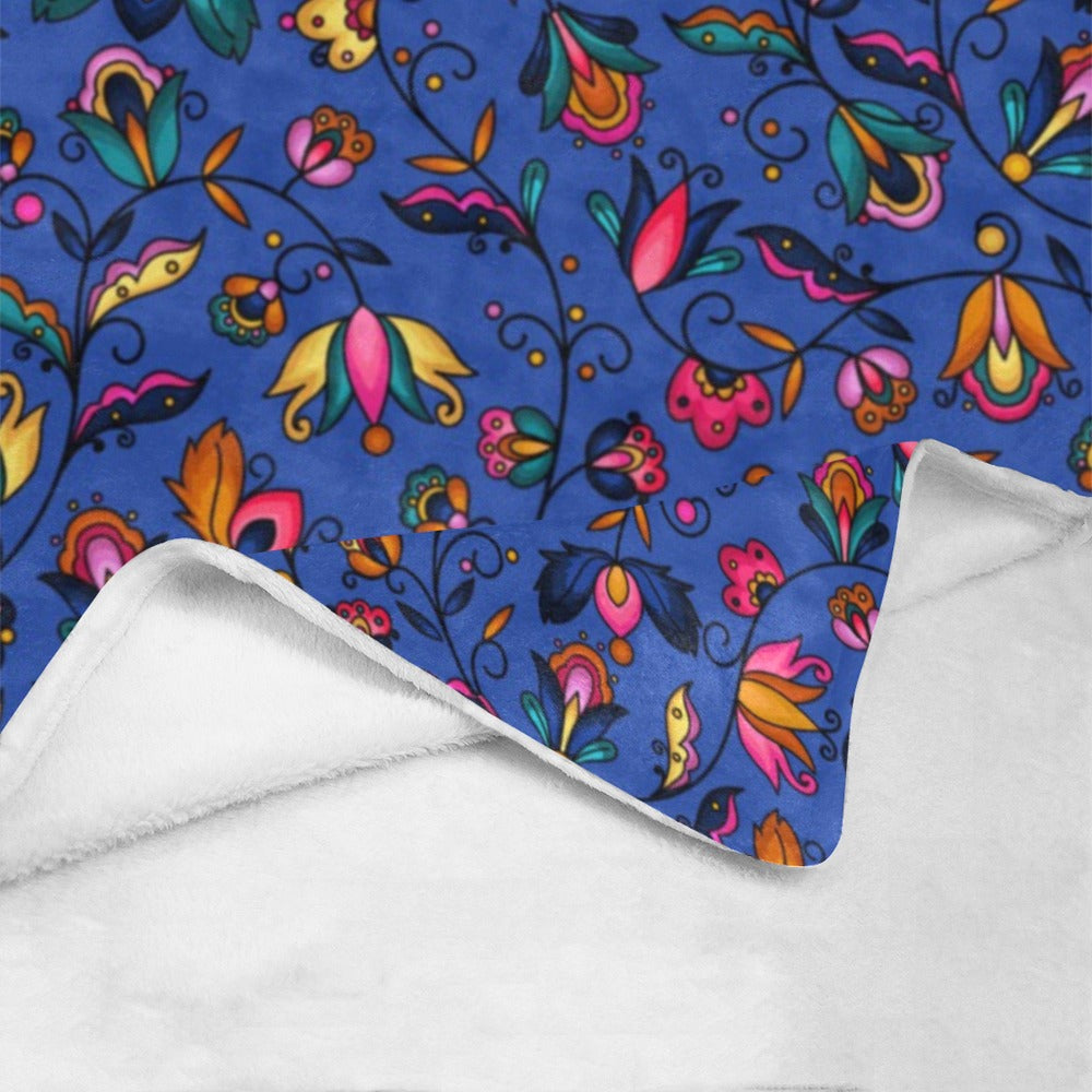 Copper Prairie Petals Blue Ultra-Soft Micro Fleece Blanket 60"x80"