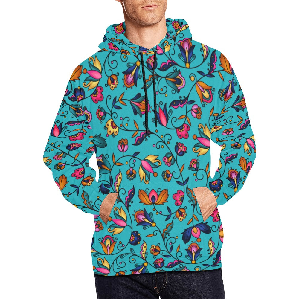 Copper Prairie Petals Turquoise Hoodie for Men (USA Size)
