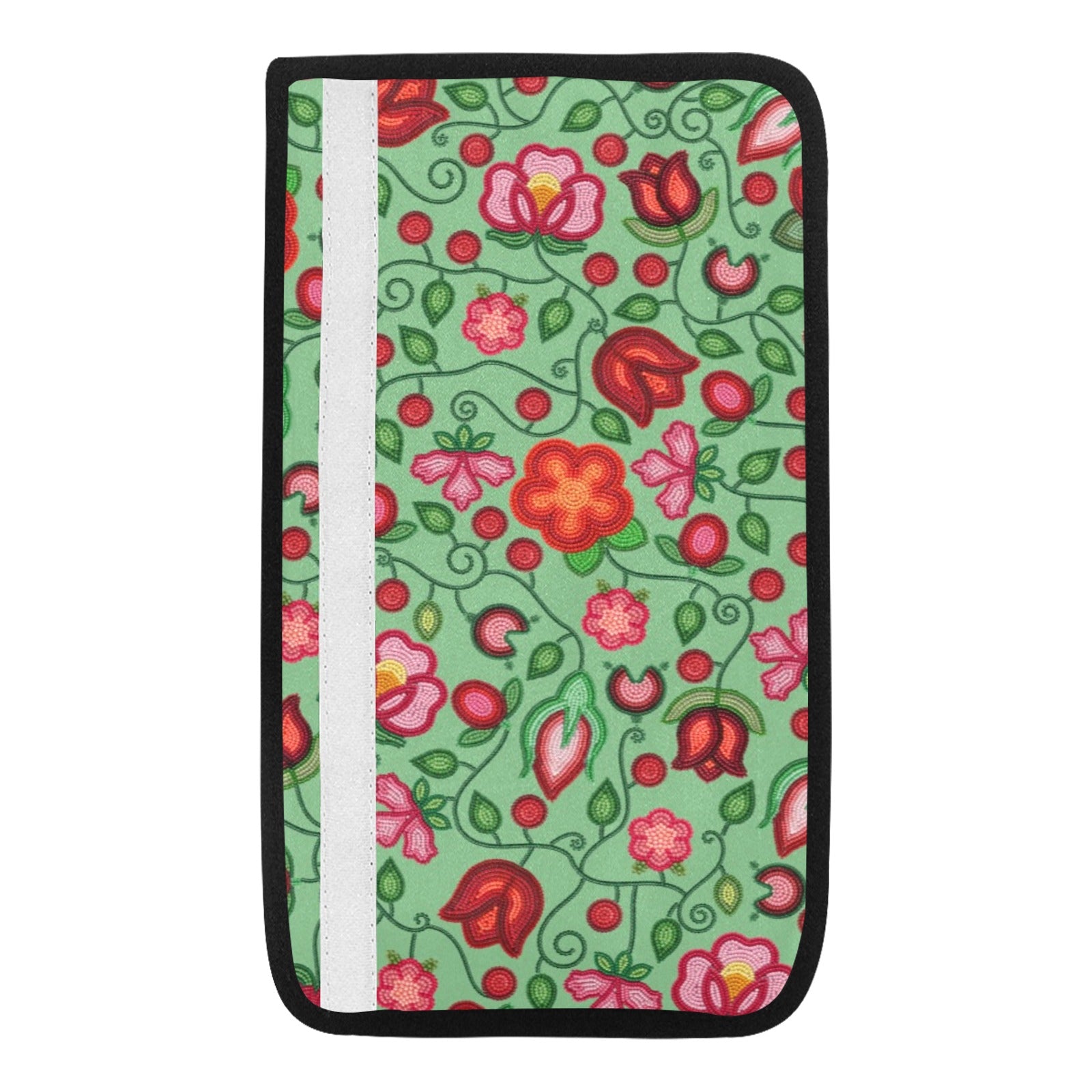 Rose Reverie Green Car Seat Belt Cover 7''x12.6'' (Pack of 2)
