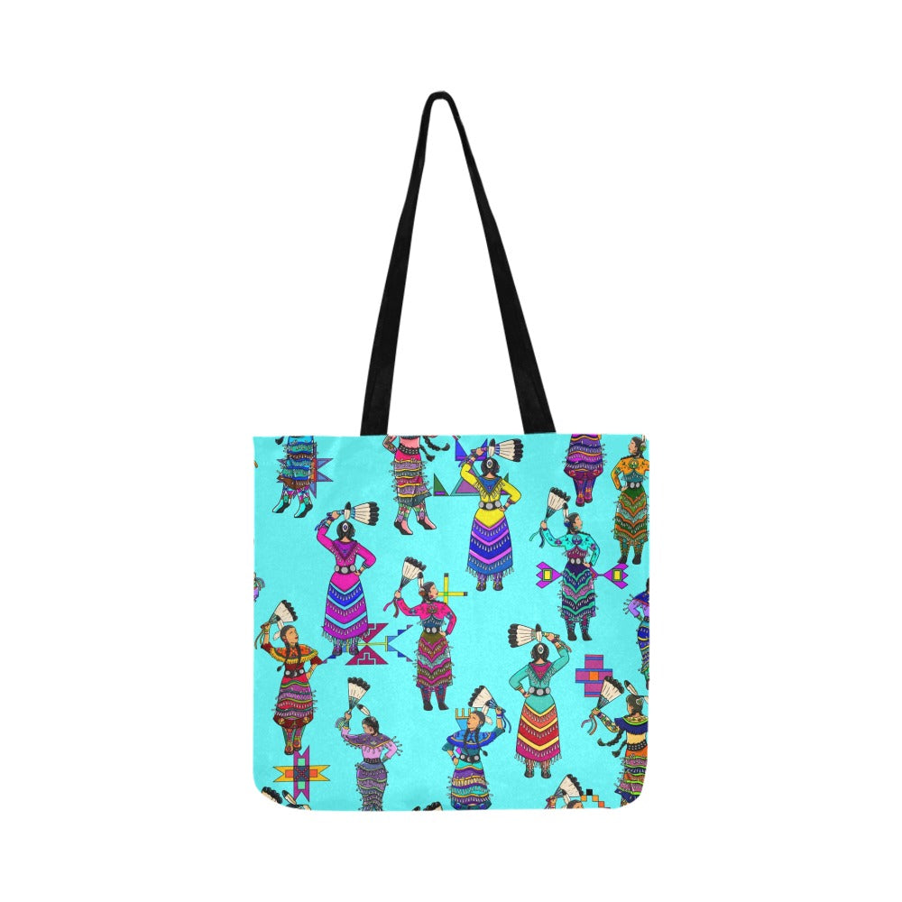 Women's Jingle Dancers Turquoise Reusable Shopping Bag (Two sides)