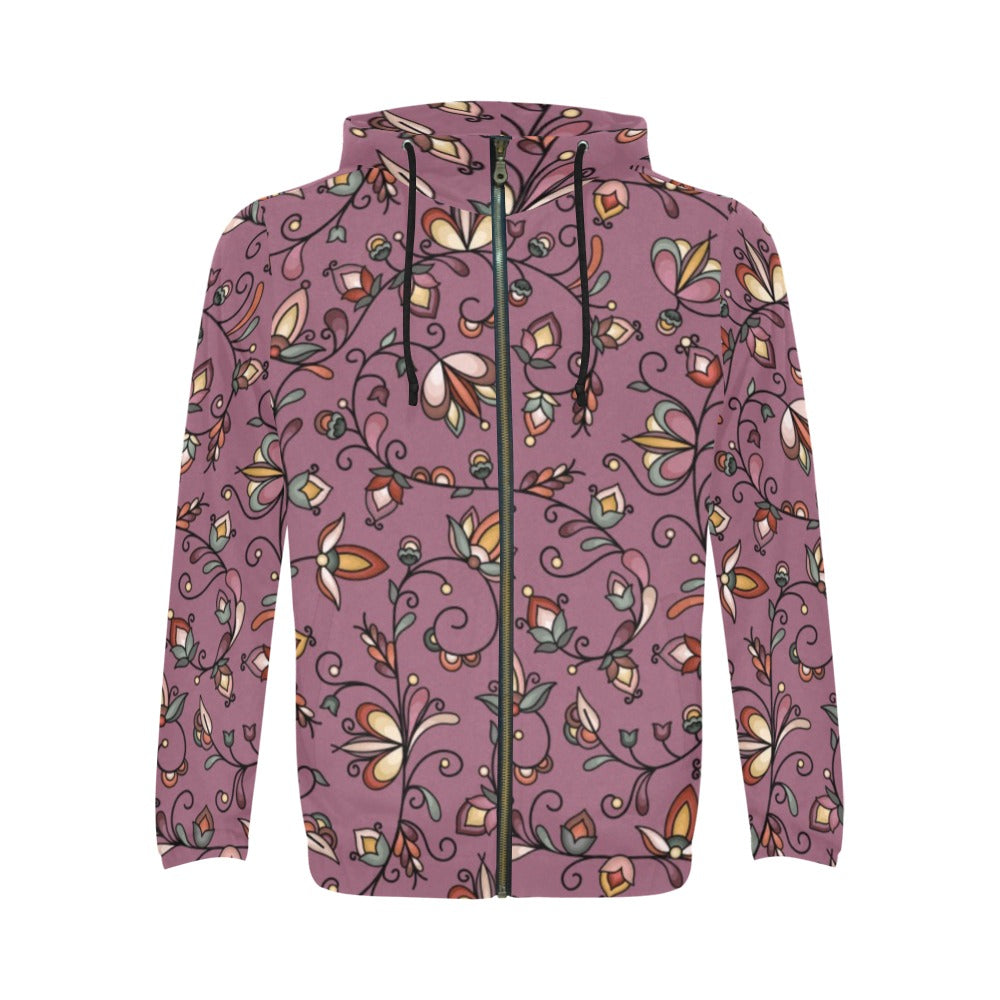 Burnt Sky Petals Magenta Men's Zipper Hoodie