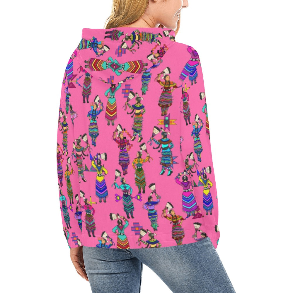 Women's Jingle Dancers Pink Hoodie for Women (USA Size)
