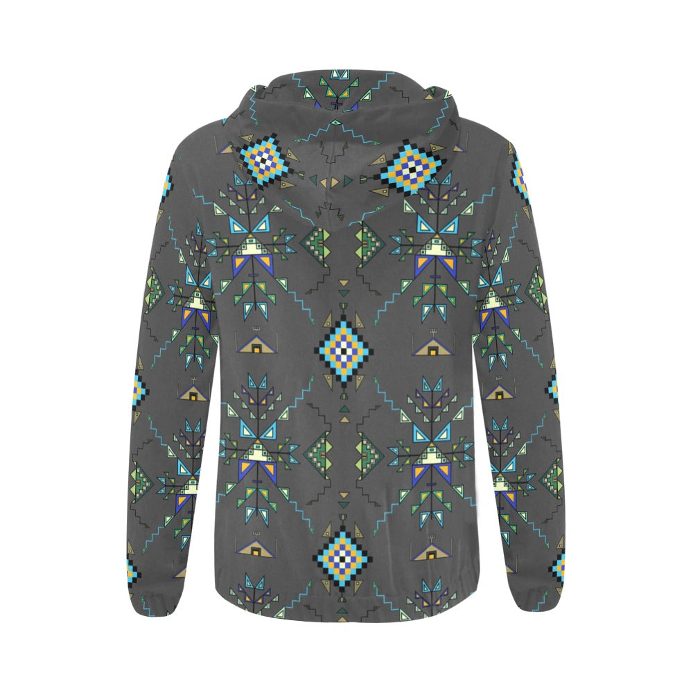 Bear Shield Dark Gray Full Zip Hoodie for Women