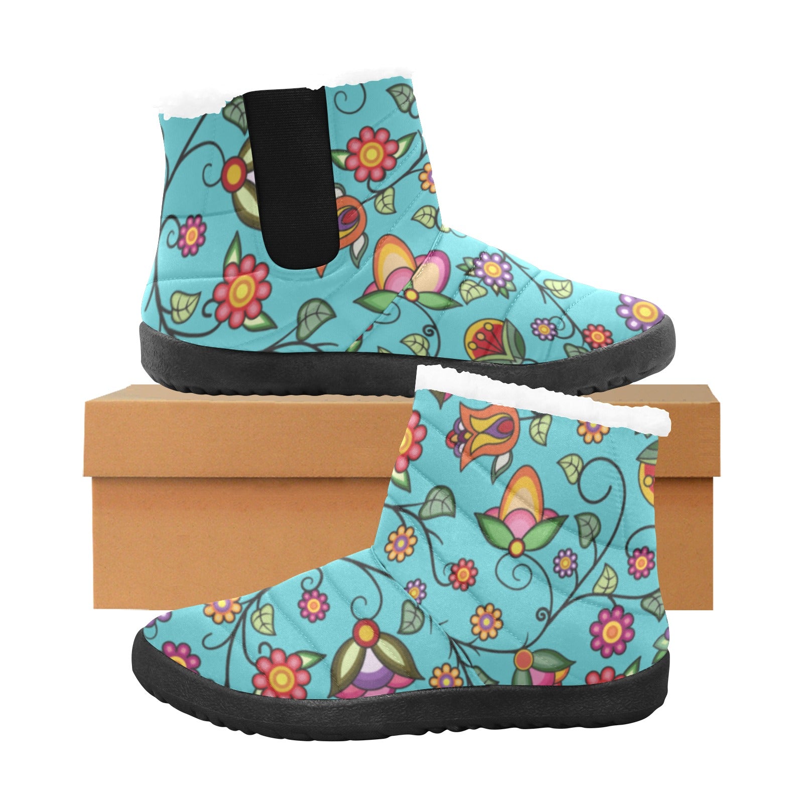 Heartbeat Petals Turquoise Men's Padded Winter Boot