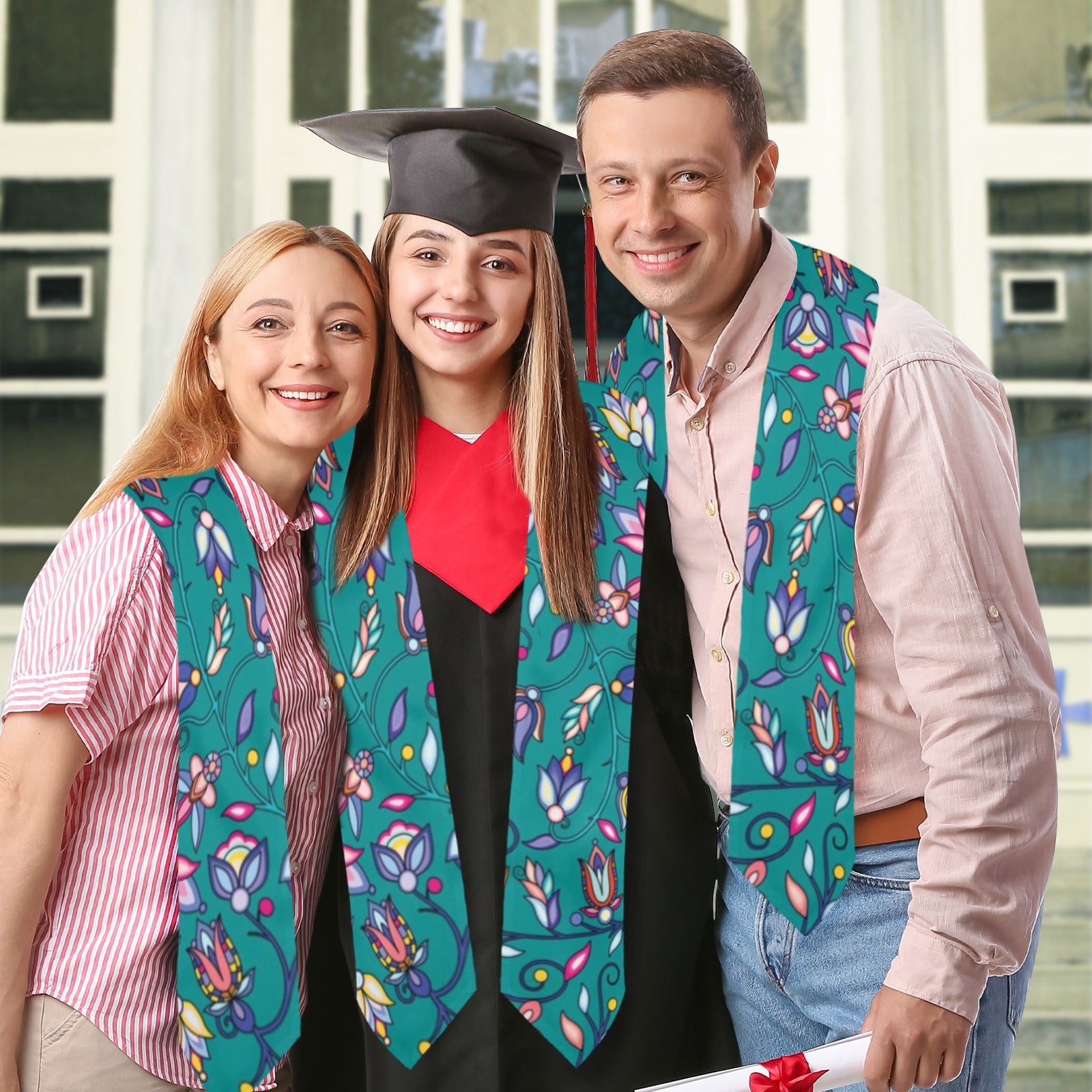Buffalo Bloom Turquoise Graduation Stole