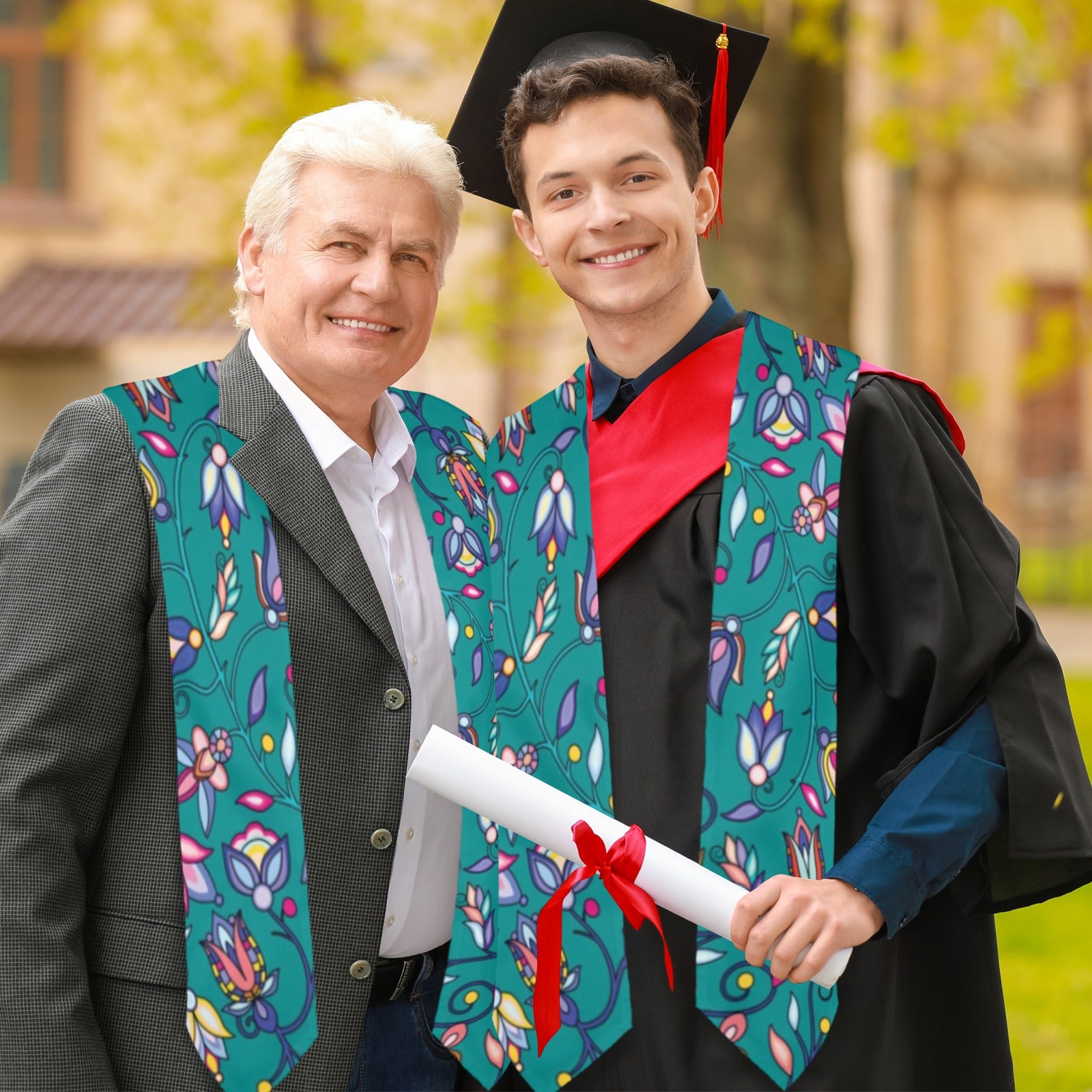 Buffalo Bloom Turquoise Graduation Stole