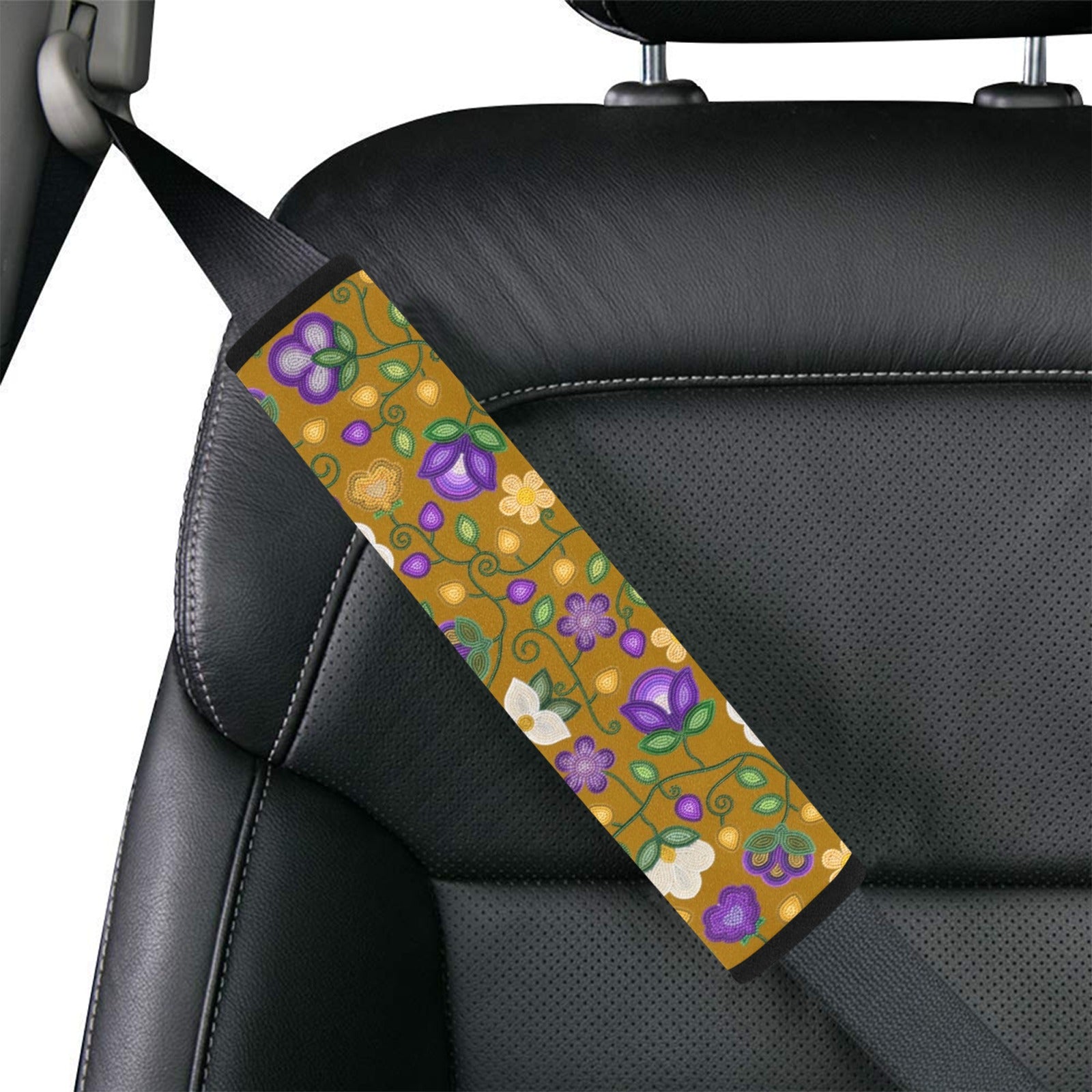 Midnight Moss Bloom Toffee Car Seat Belt Cover 7''x12.6'' (Pack of 2)