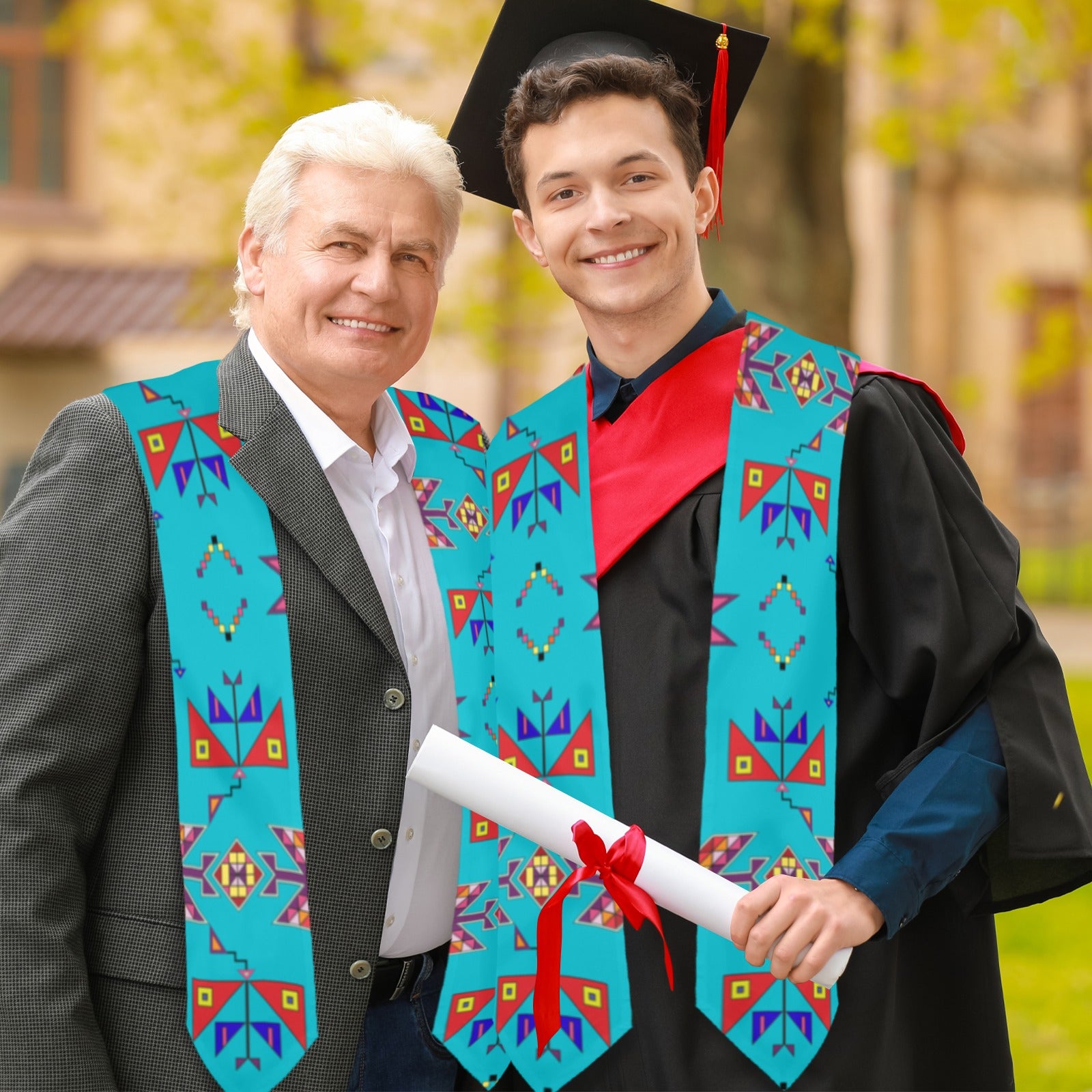 Scattered Generations Turquoise Graduation Stole