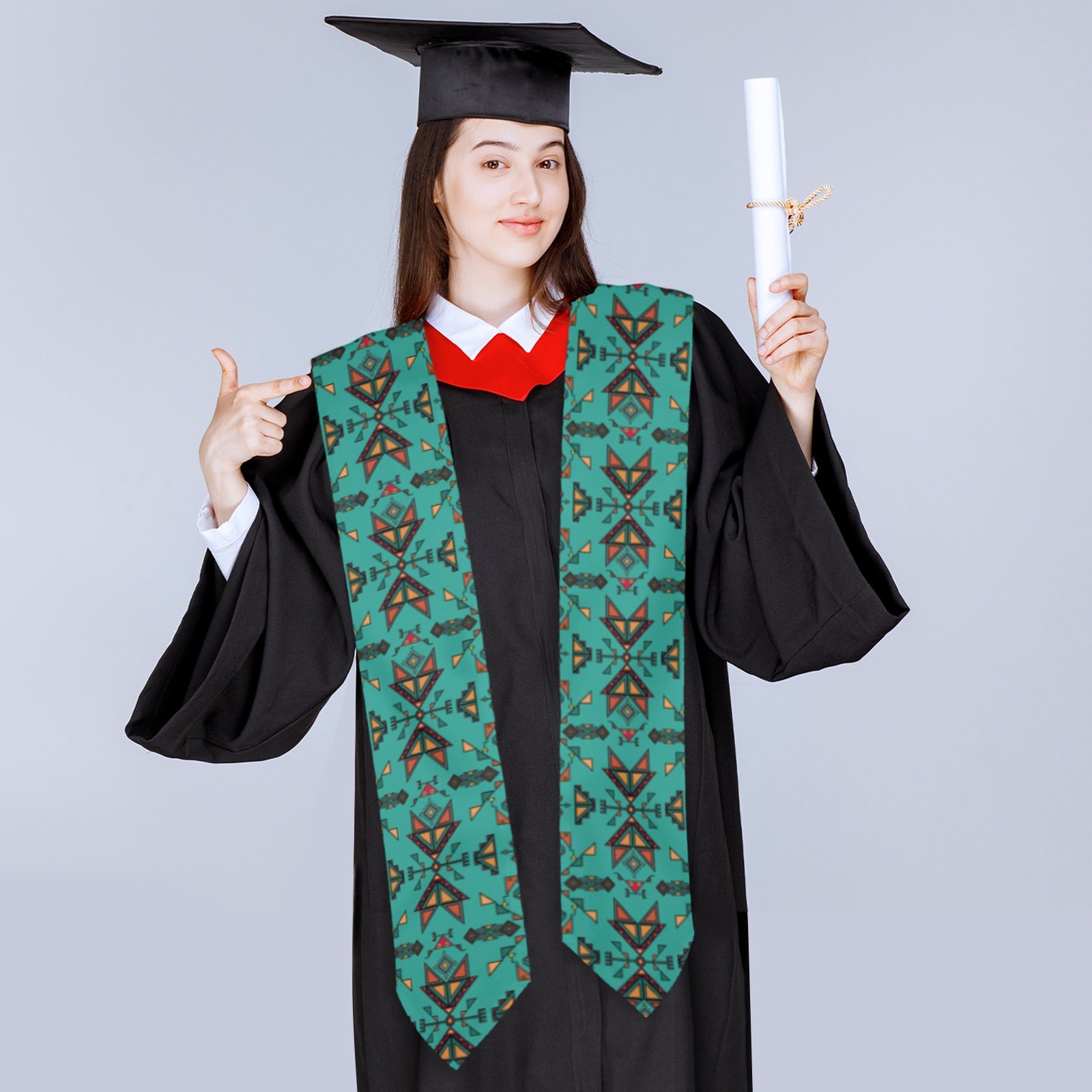 Arrow Dawn Turquoise Graduation Stole