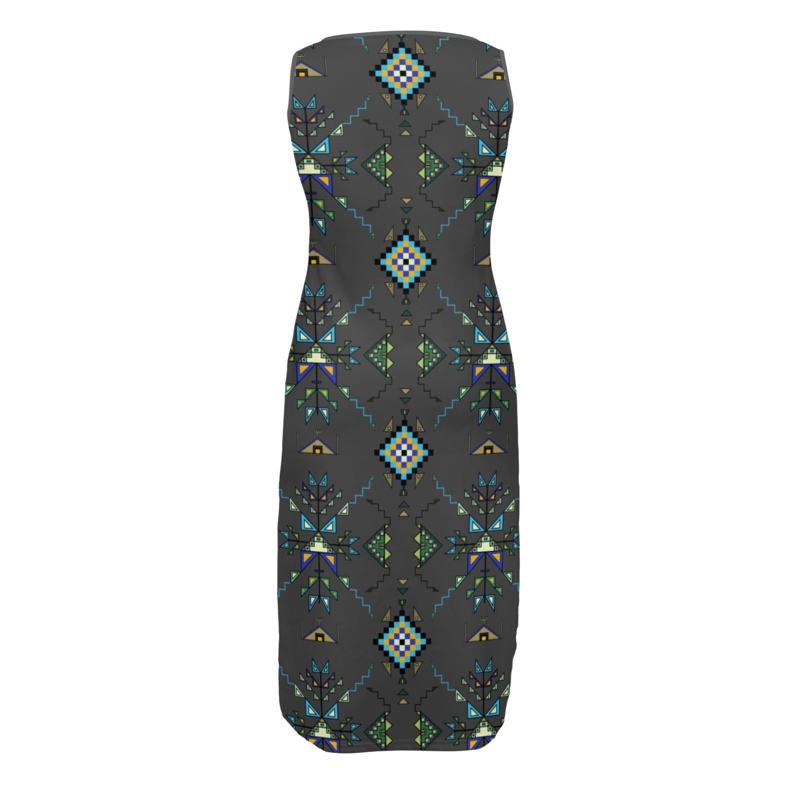 Bear Shield Gray Phaedra Sleeveless Open Fork Long Dress