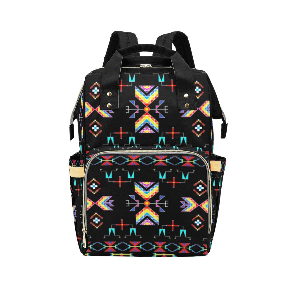 Rainy Chief Rainbow Black Multi-Function Diaper Backpack/Diaper Bag