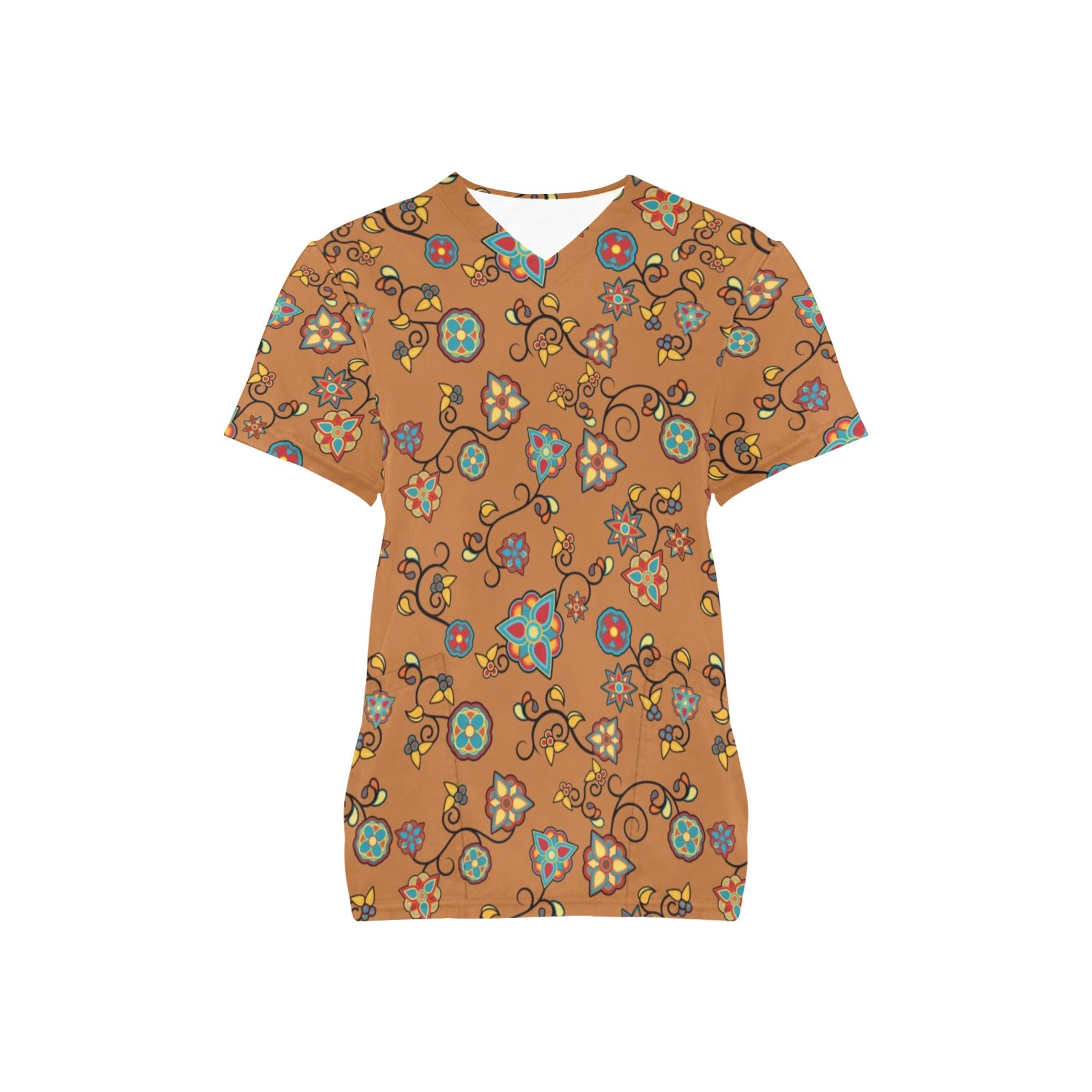 Fire Bloom Light Scrub Top