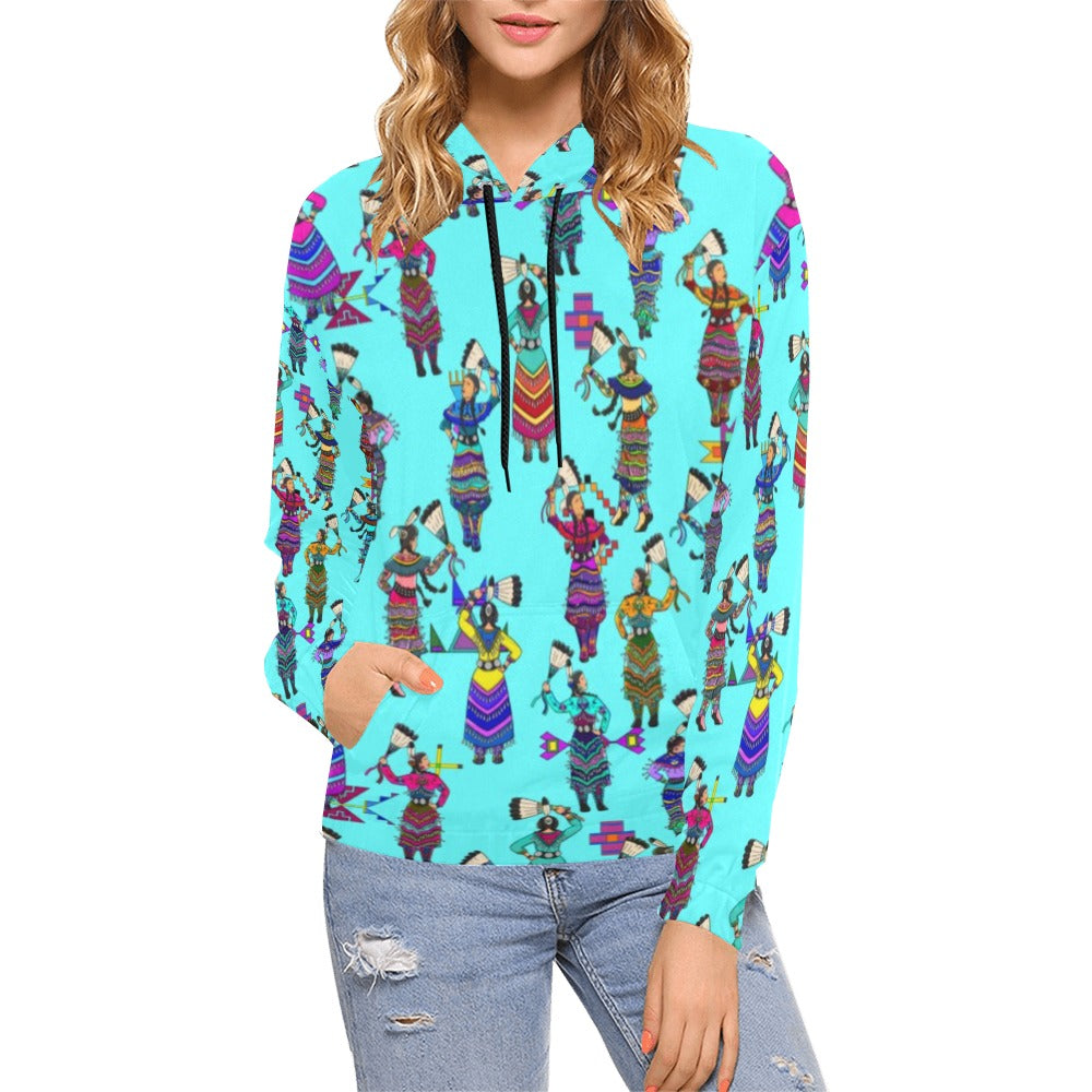Women's Jingle Dancers Turquoise Hoodie for Women (USA Size)