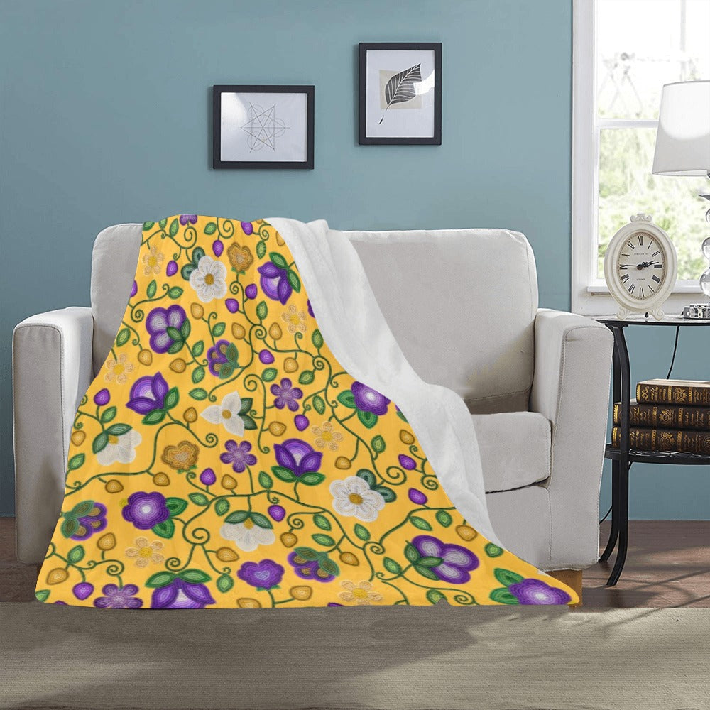 Midnight Moss Bloom Yellow Ultra-Soft Micro Fleece Blanket 40"x50"
