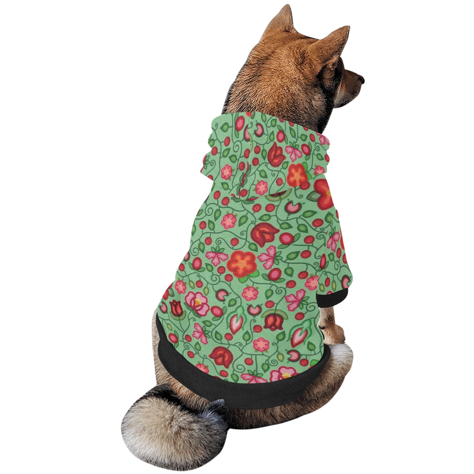 Rose Reverie Green Pet Dog Hoodie