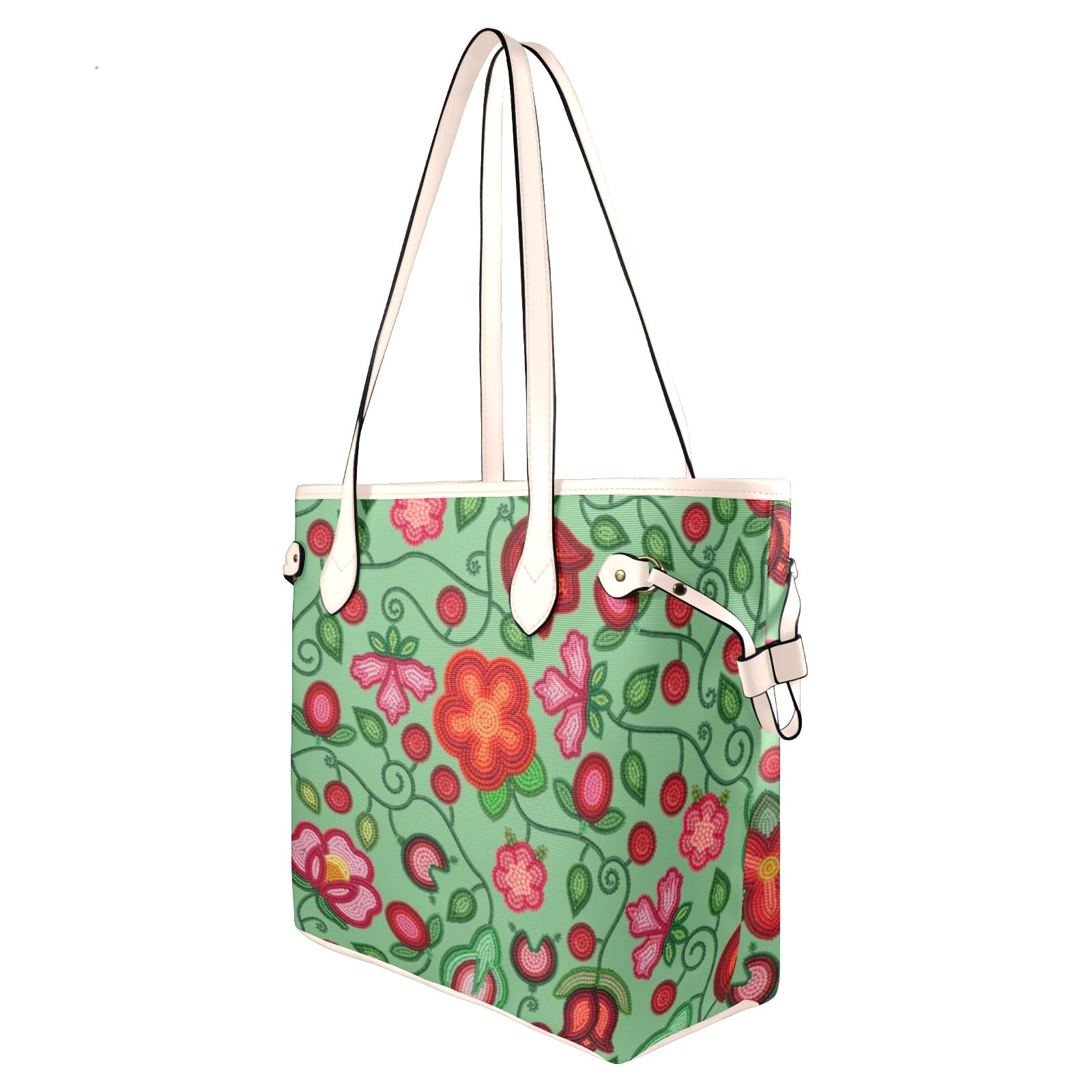 Rose Reverie Green Clover Canvas Tote Bag