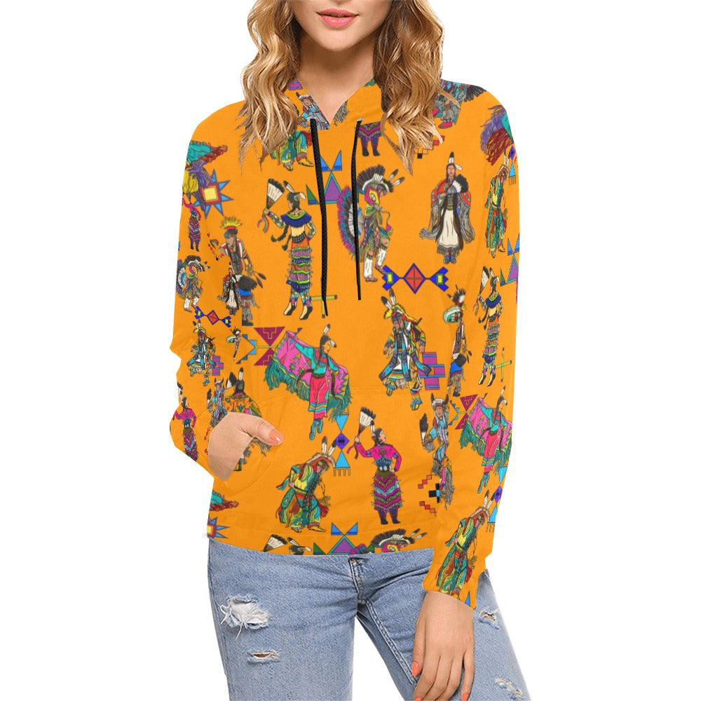 Grand Entry Dancers Orange Hoodie for Women (USA Size)