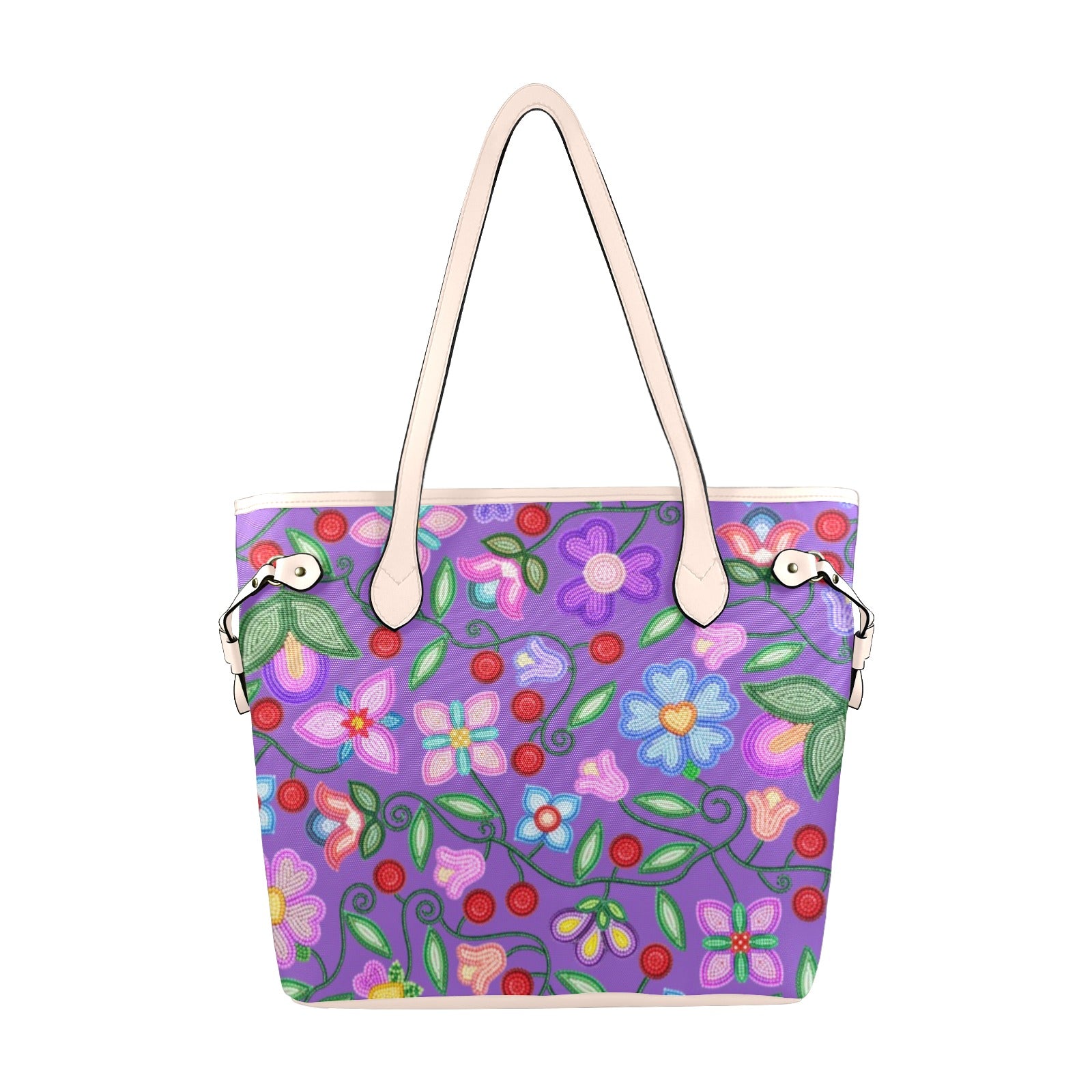 Petal Harmony Lavender Clover Canvas Tote Bag