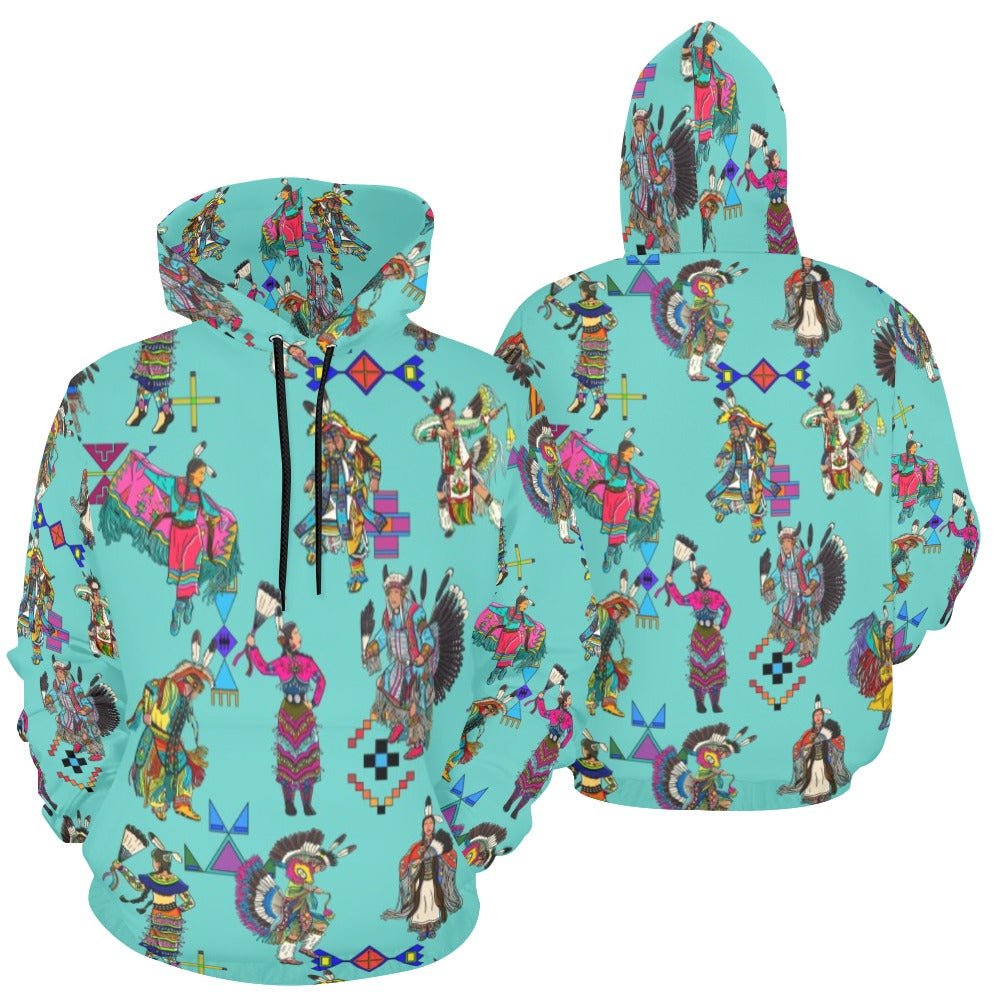 Grand Entry Dancers Eggshell Blue Hoodie for Men (USA Size)