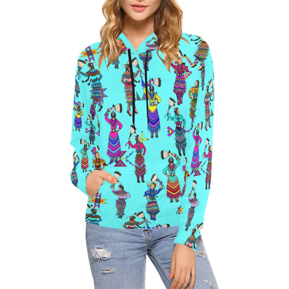 Women's Jingle Dancers Turquoise Hoodie for Women (USA Size)