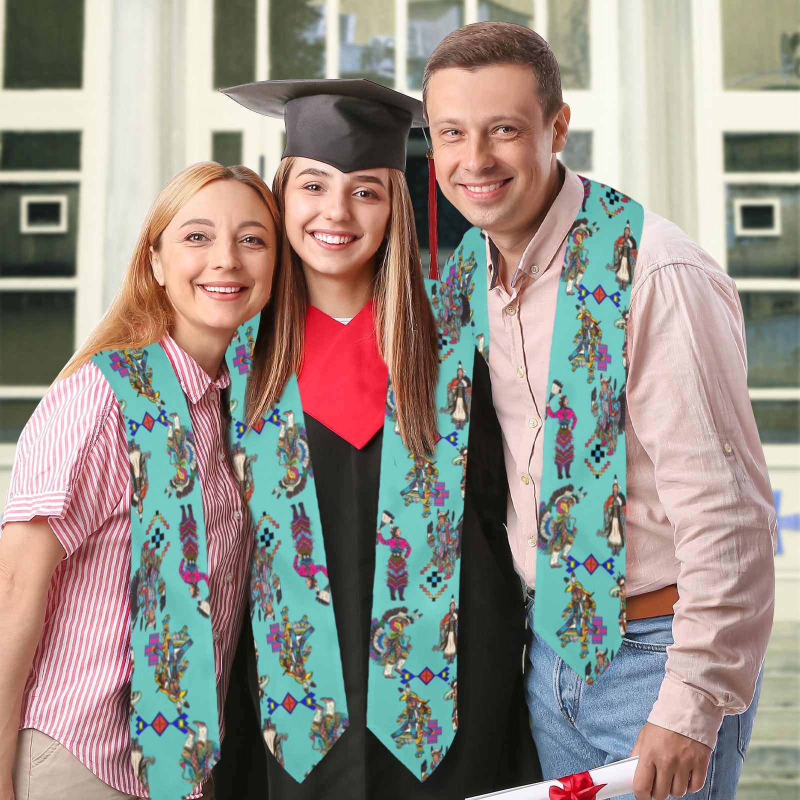 Grand Entry Dancers Eggshell Blue Graduation Stole