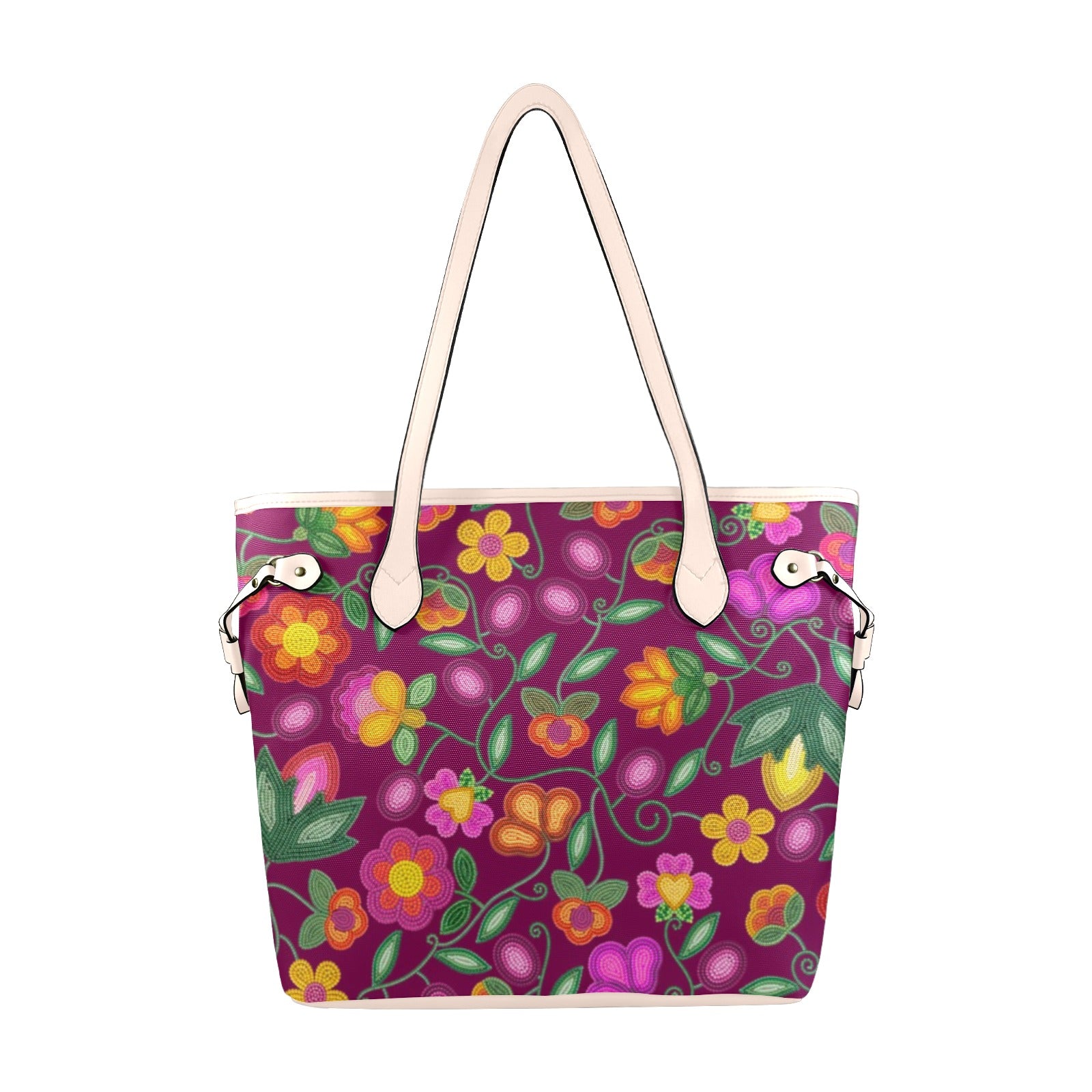 Boreal Bounty Dark Magenta Clover Canvas Tote Bag
