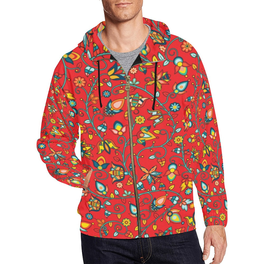 Thorny Path Red Men's Zipper Hoodie