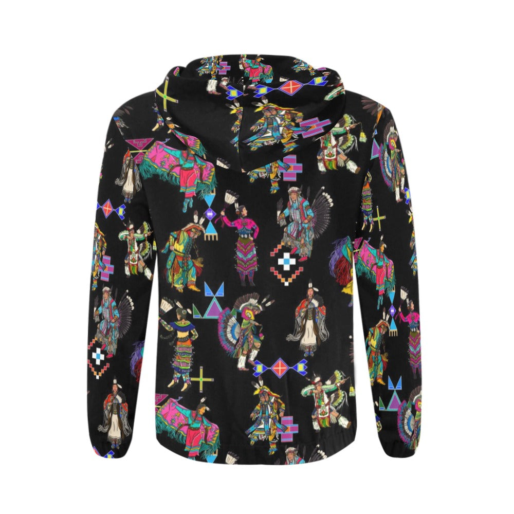 Grand Entry Dancers Black Men's Zipper Hoodie