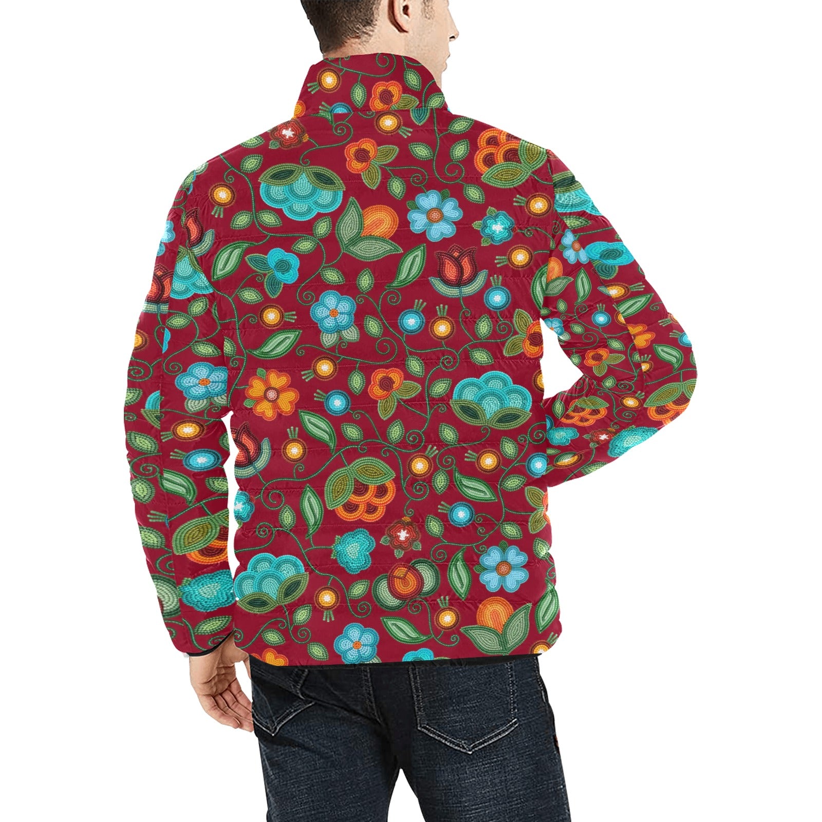 Prairie Fire Petals Red Men's Padded Jacket