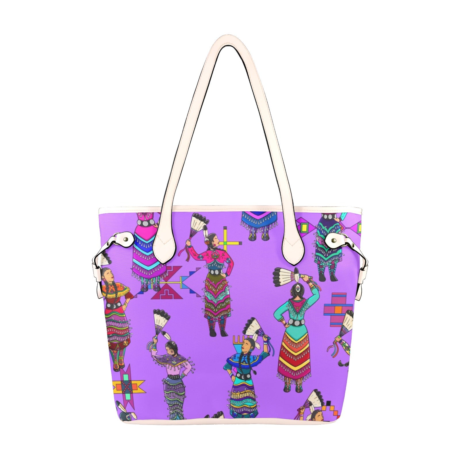 Women's Jingle Dancers Purple Clover Canvas Tote Bag
