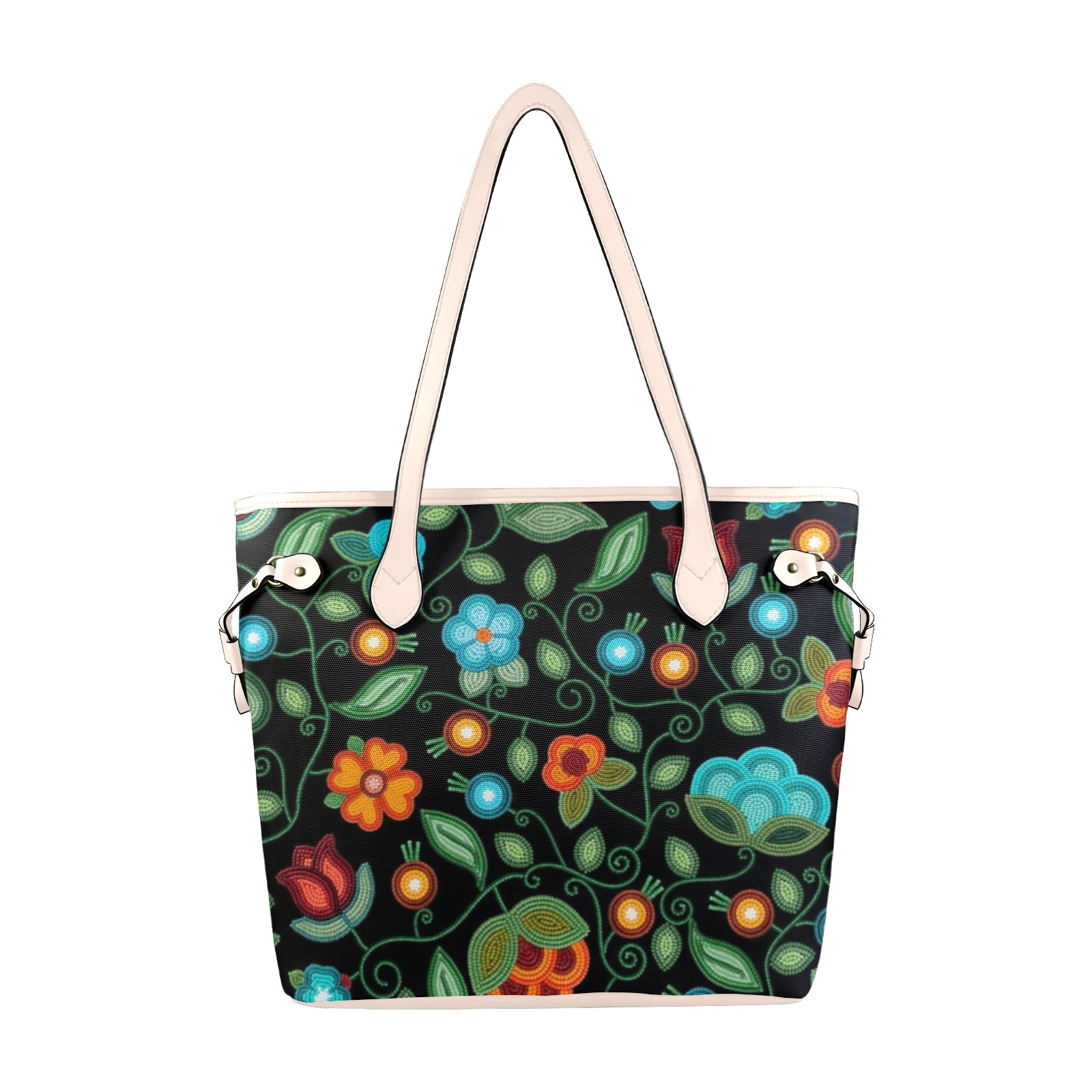 Prairie Fire Petals Black Clover Canvas Tote Bag