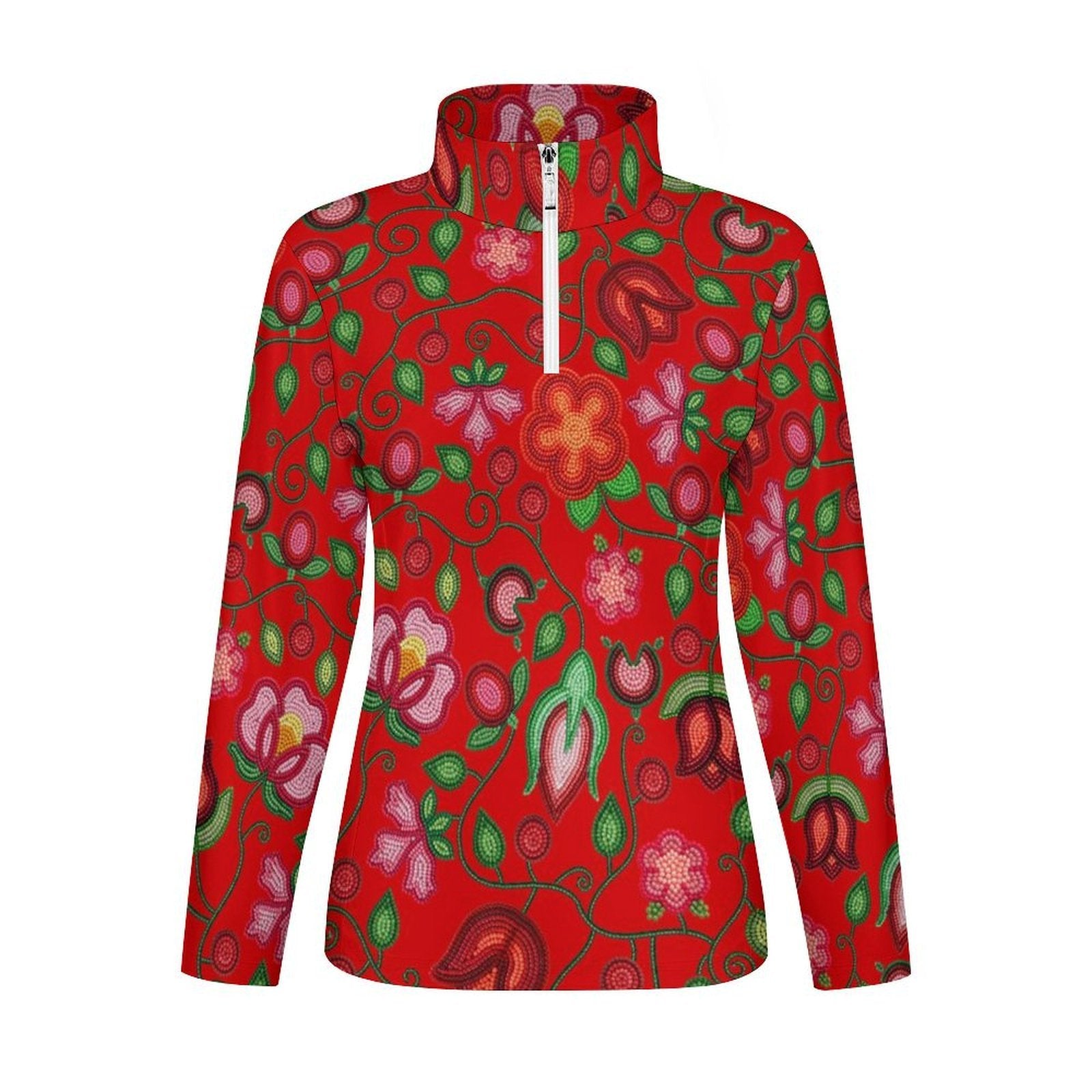 Rose Reverie Red Long Sleeve Yoga Shirt