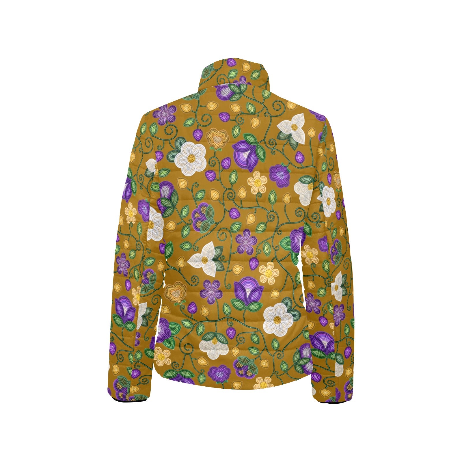Midnight Moss Bloom Toffee Women's Stand Collar Padded Jacket