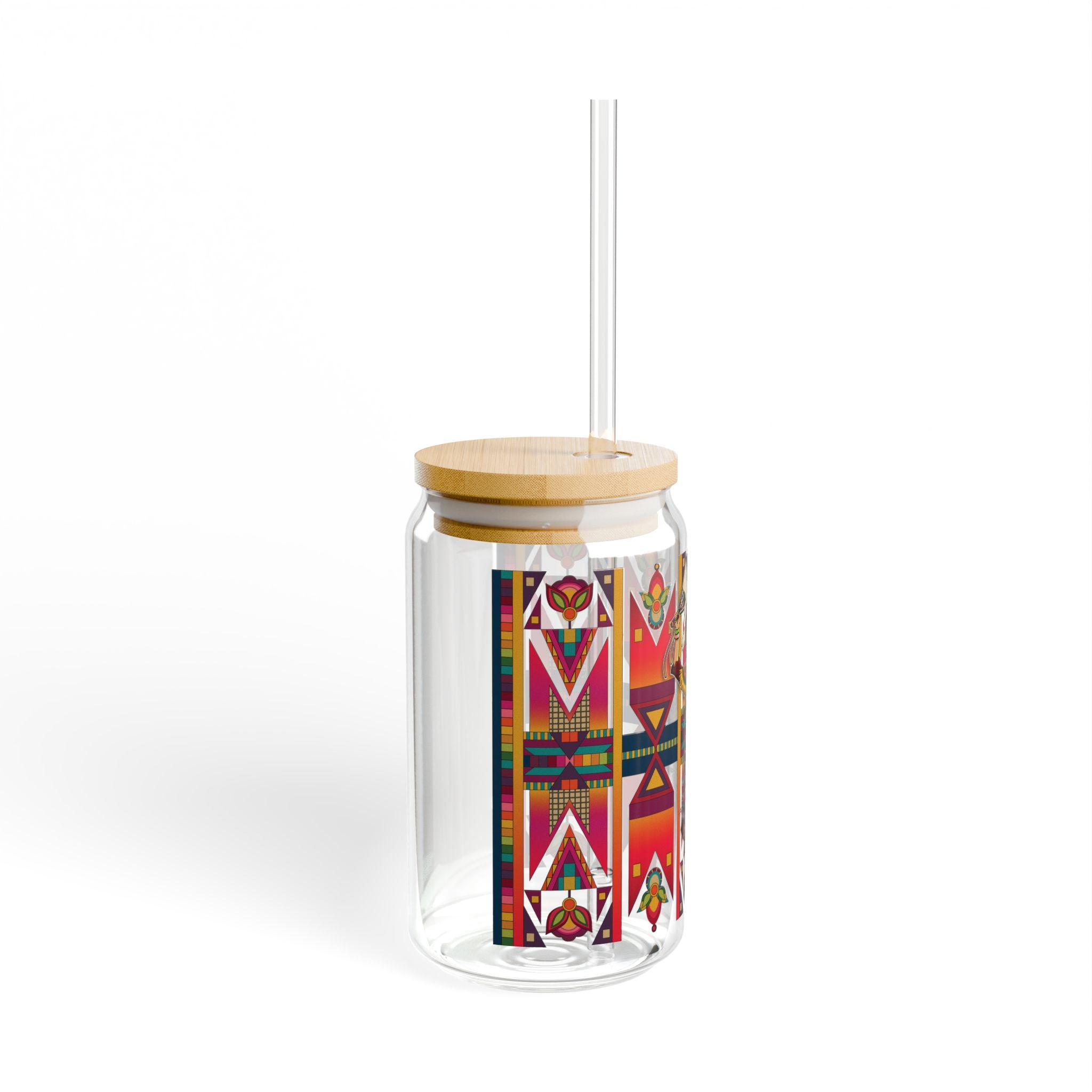 Jingle Dancer 3 Colorful 16oz Sipper Glass with Straw