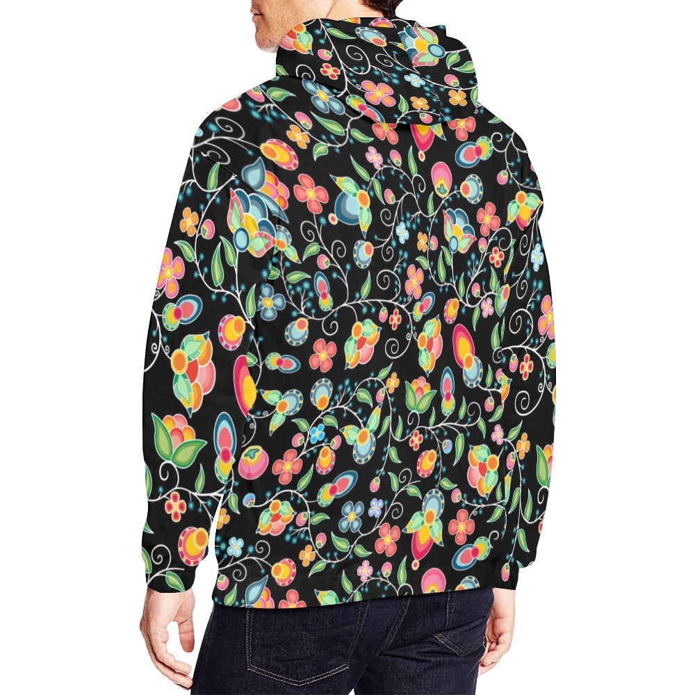 Floral Bounty Black Hoodie for Men (USA Size)