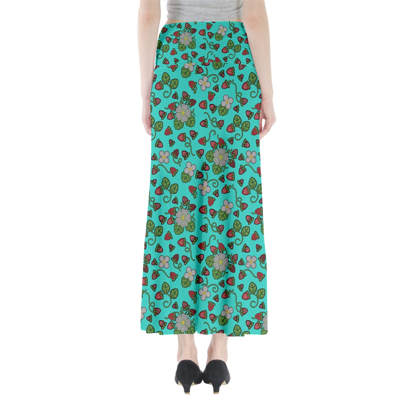 Strawberry Dreams Turquoise Full Length Maxi Skirt