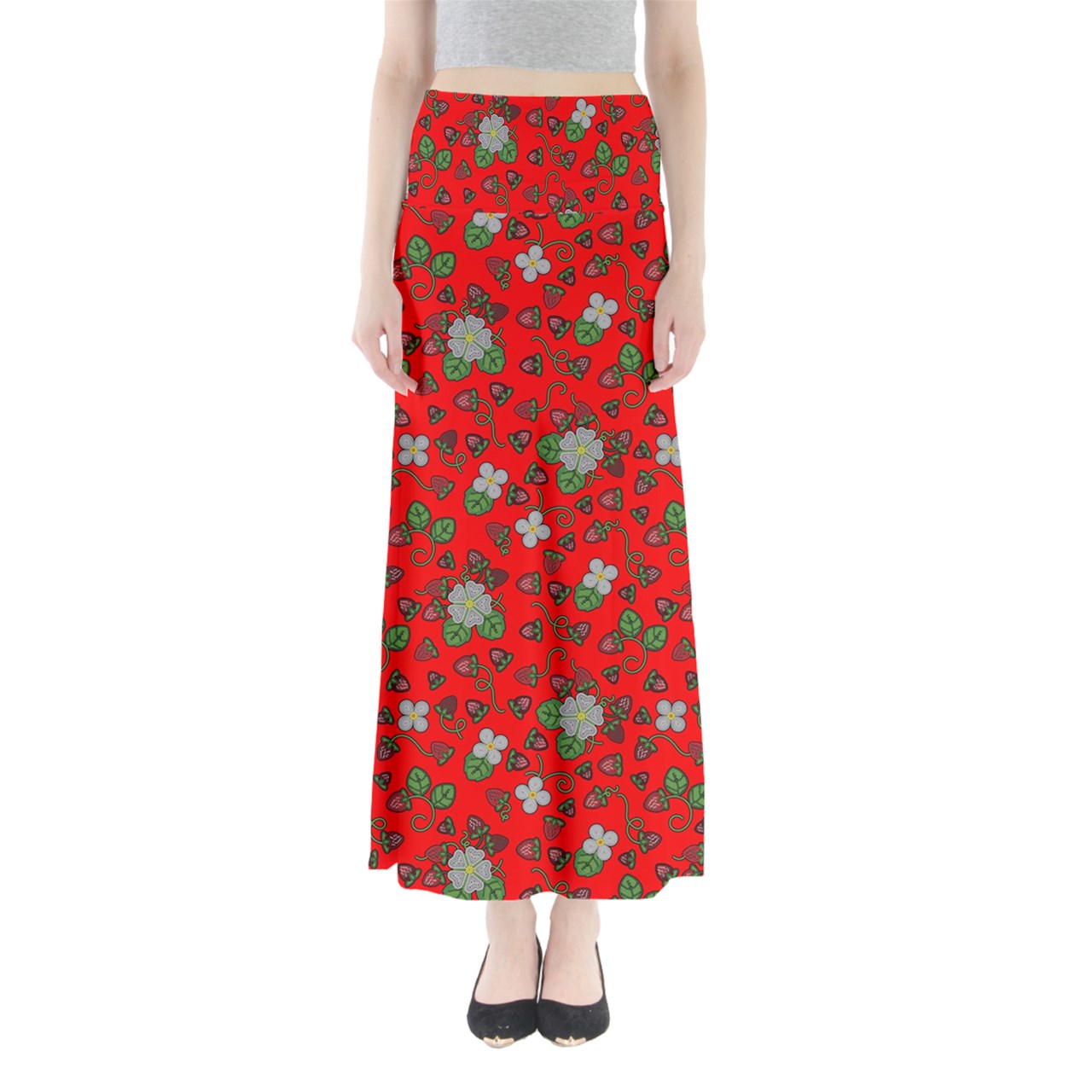 Strawberry Dreams Fire Full Length Maxi Skirt