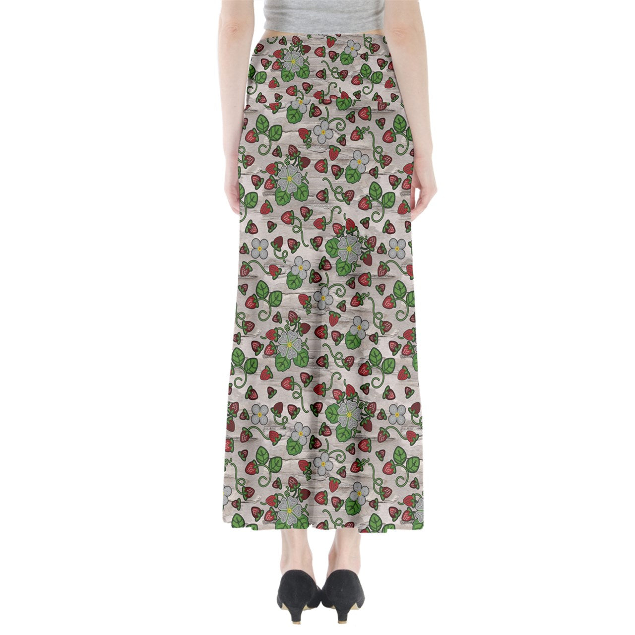 Strawberry Dreams Bright Birch Full Length Maxi Skirt