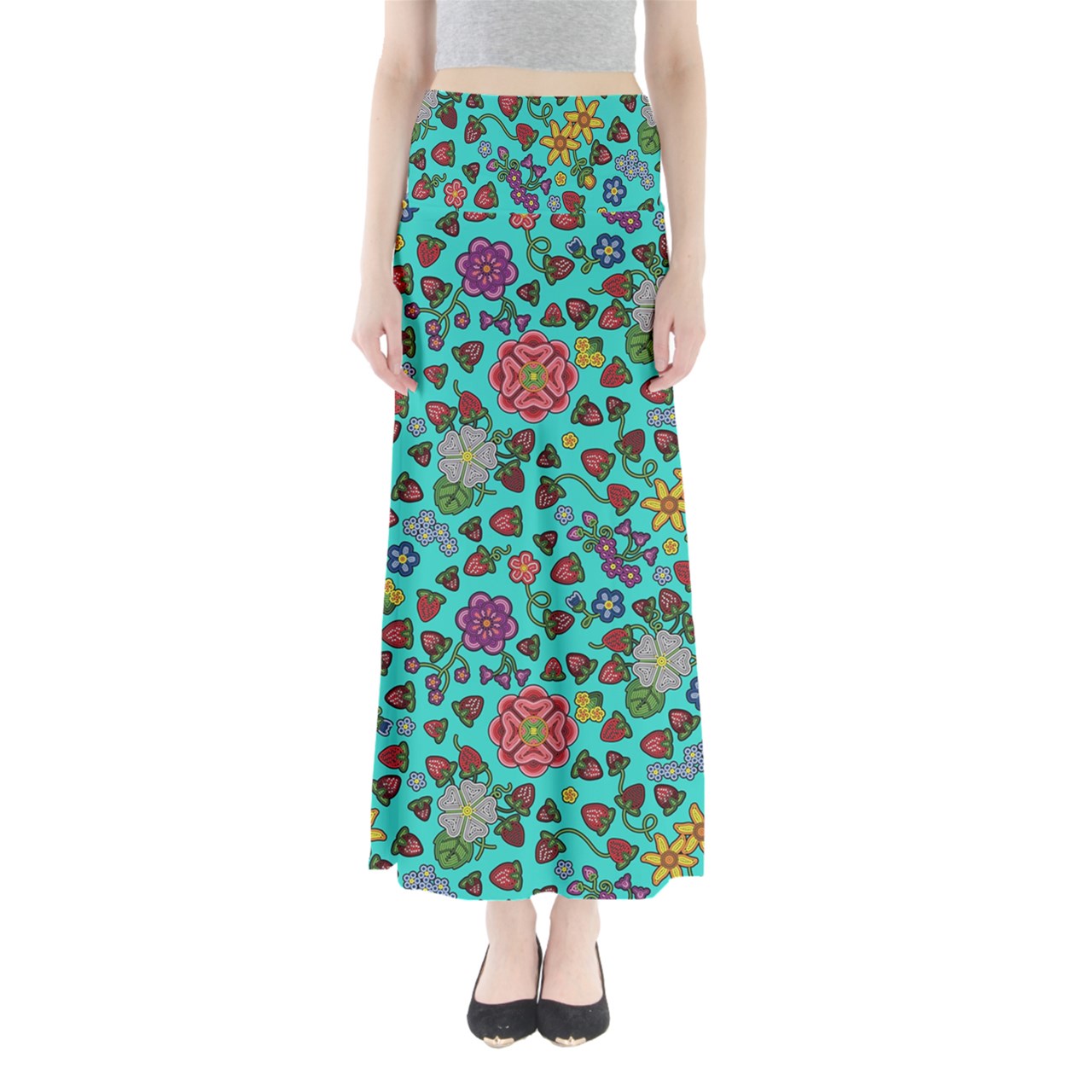 Berry Pop Turquoise Full Length Maxi Skirt