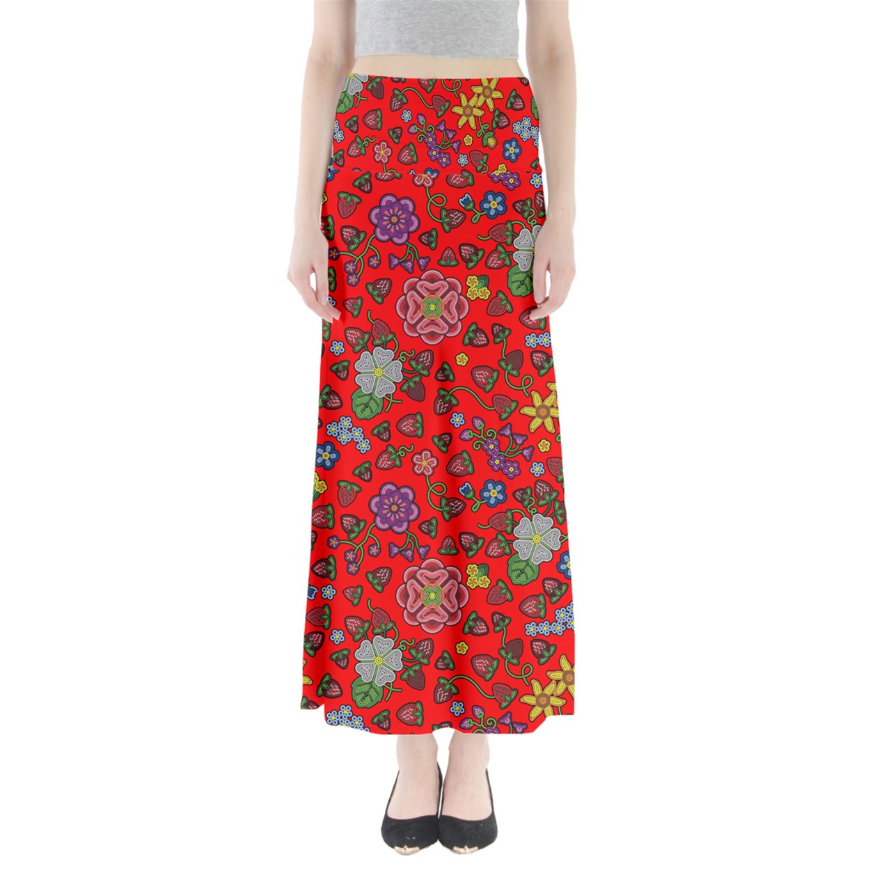 Berry Pop Fire Full Length Maxi Skirt