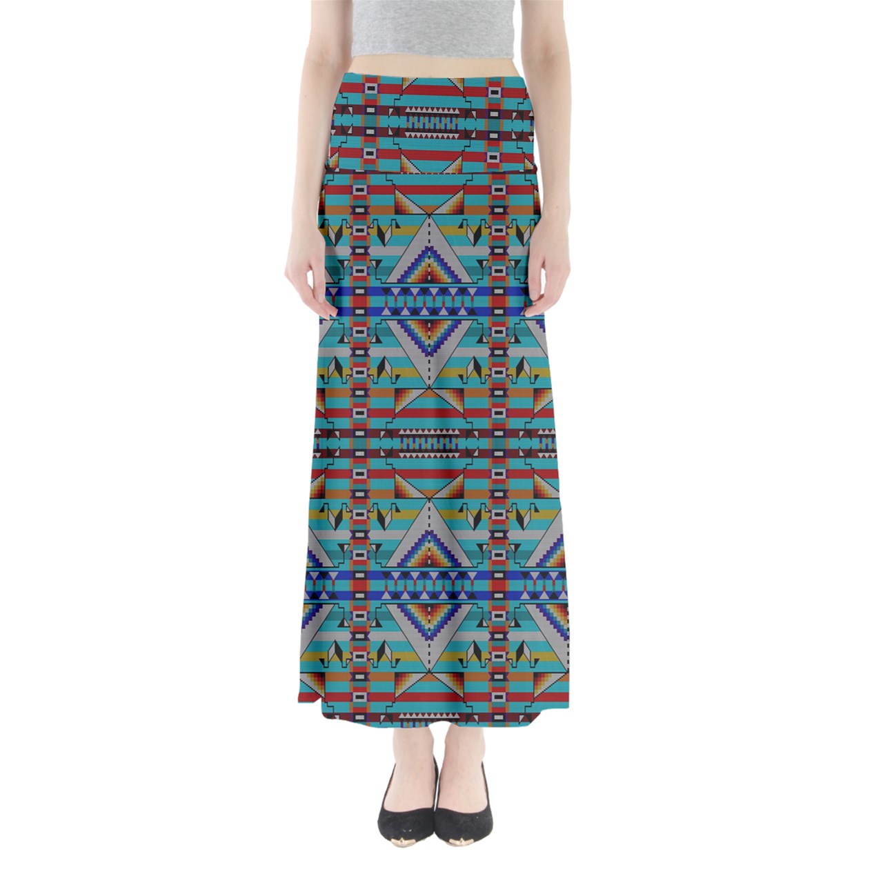 Medicine Blessing Turquoise Full Length Maxi Skirt