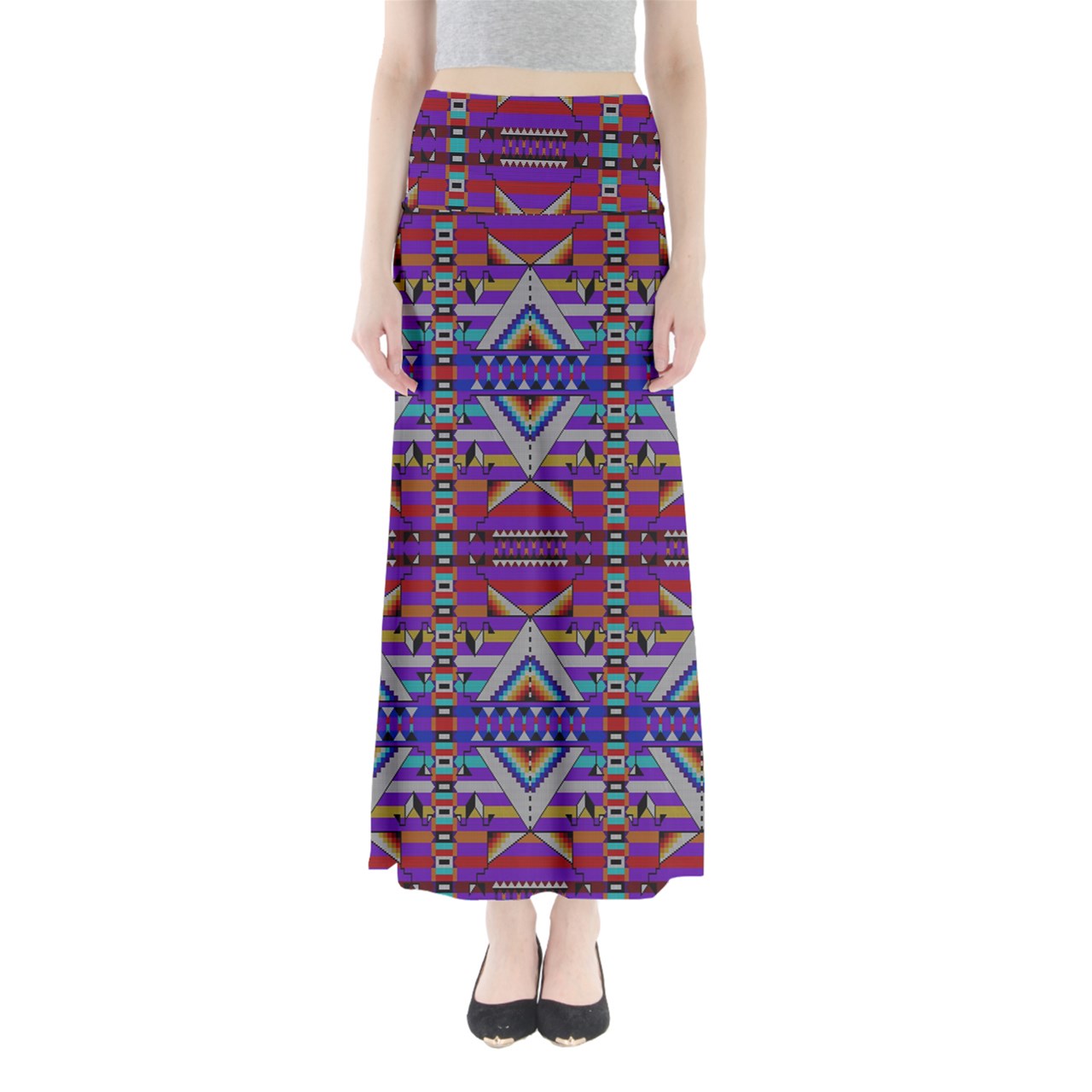 Medicine Blessing Purple Full Length Maxi Skirt