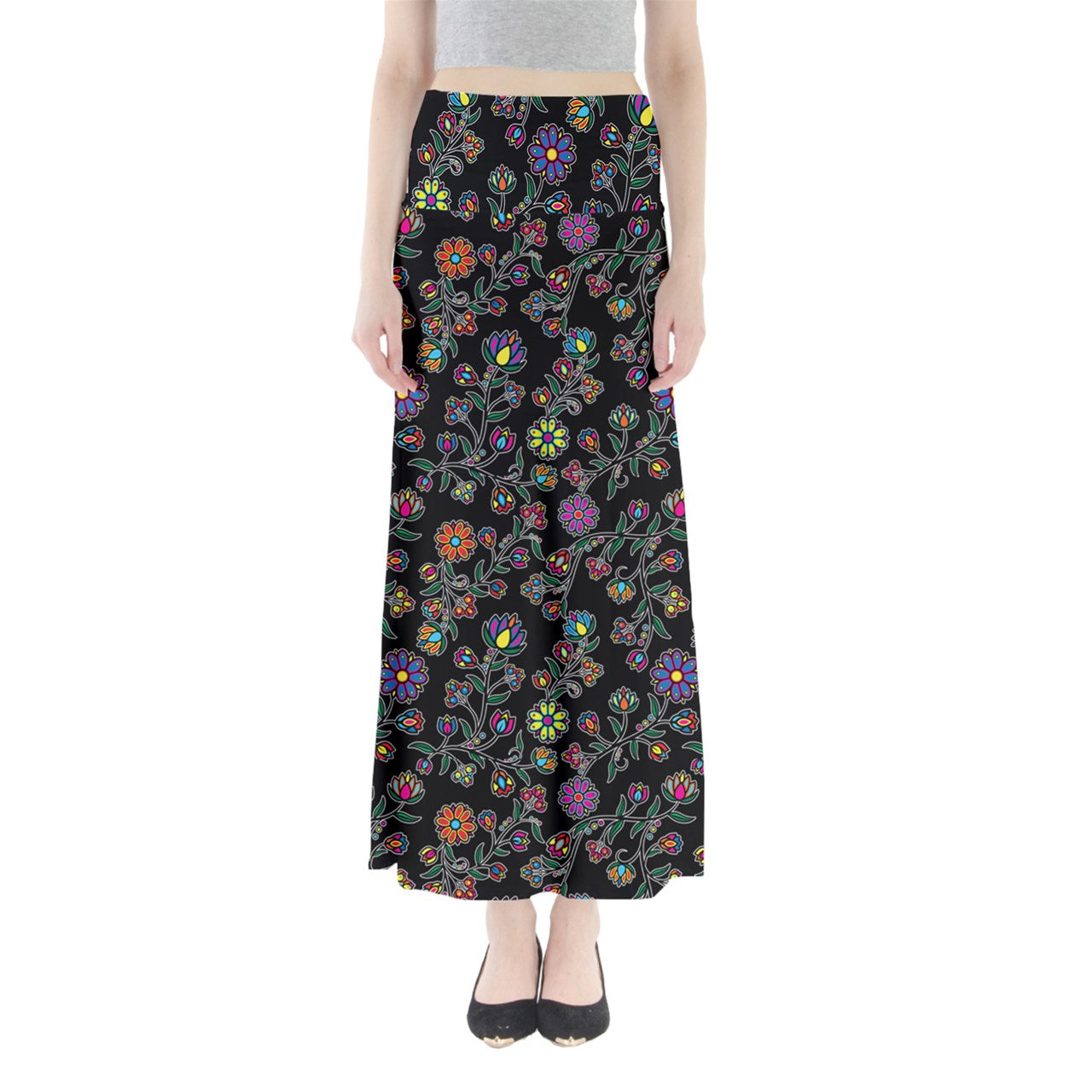 Cosmic Whisper Black Full Length Maxi Skirt